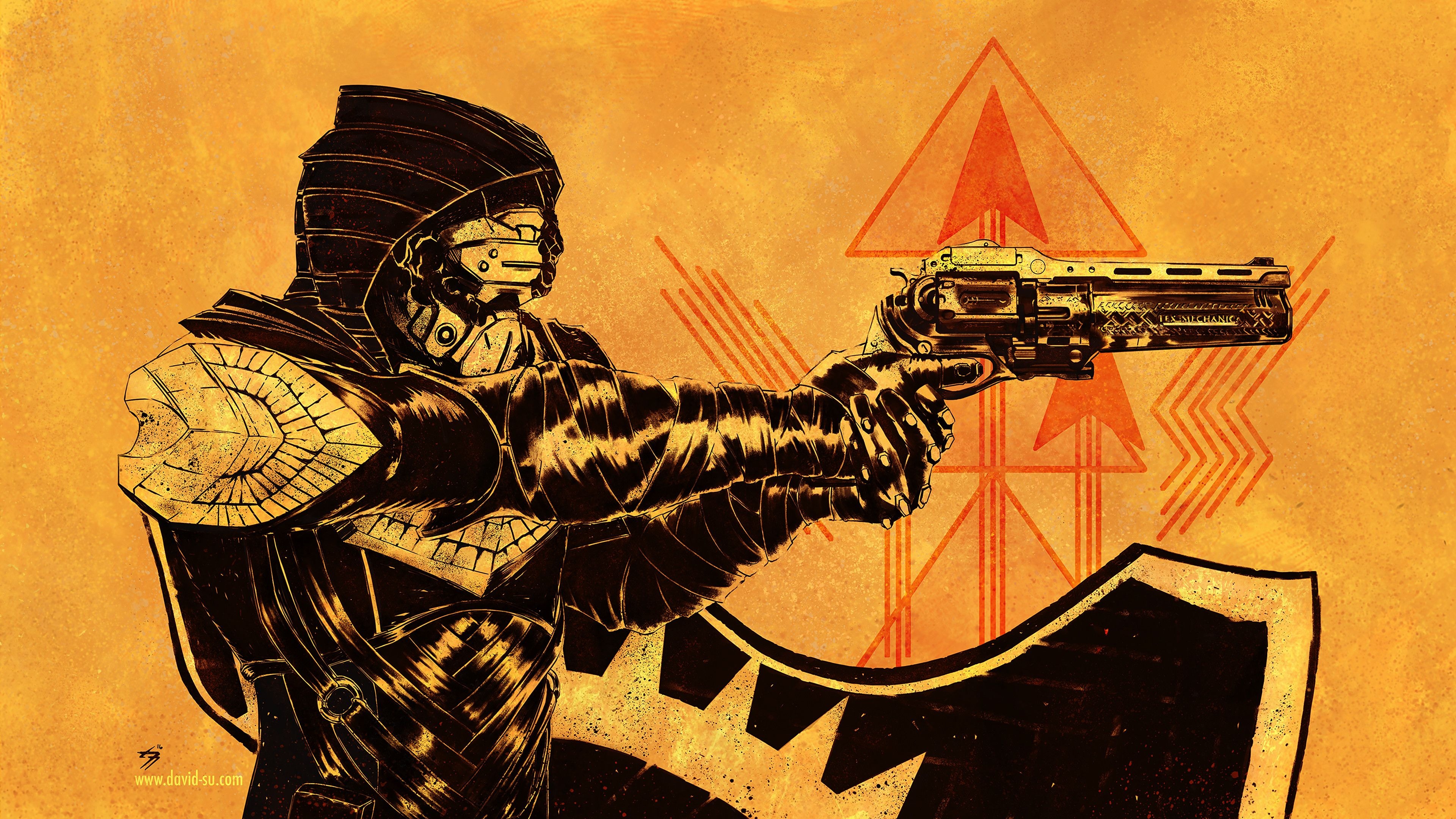 Golden gun, Hunter (Destiny) Wallpaper, 3840x2160 4K Desktop