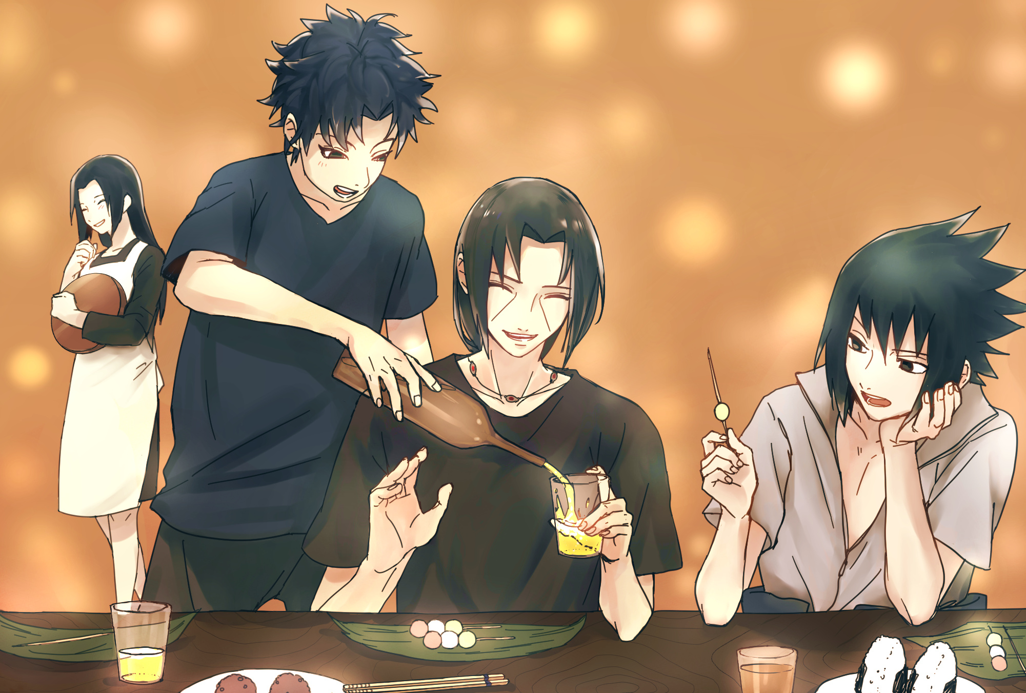 Itachi Uchiha, Sasuke Uchiha, Shisui Uchiha, Mikoto Uchiha, HD Desktop wallpaper