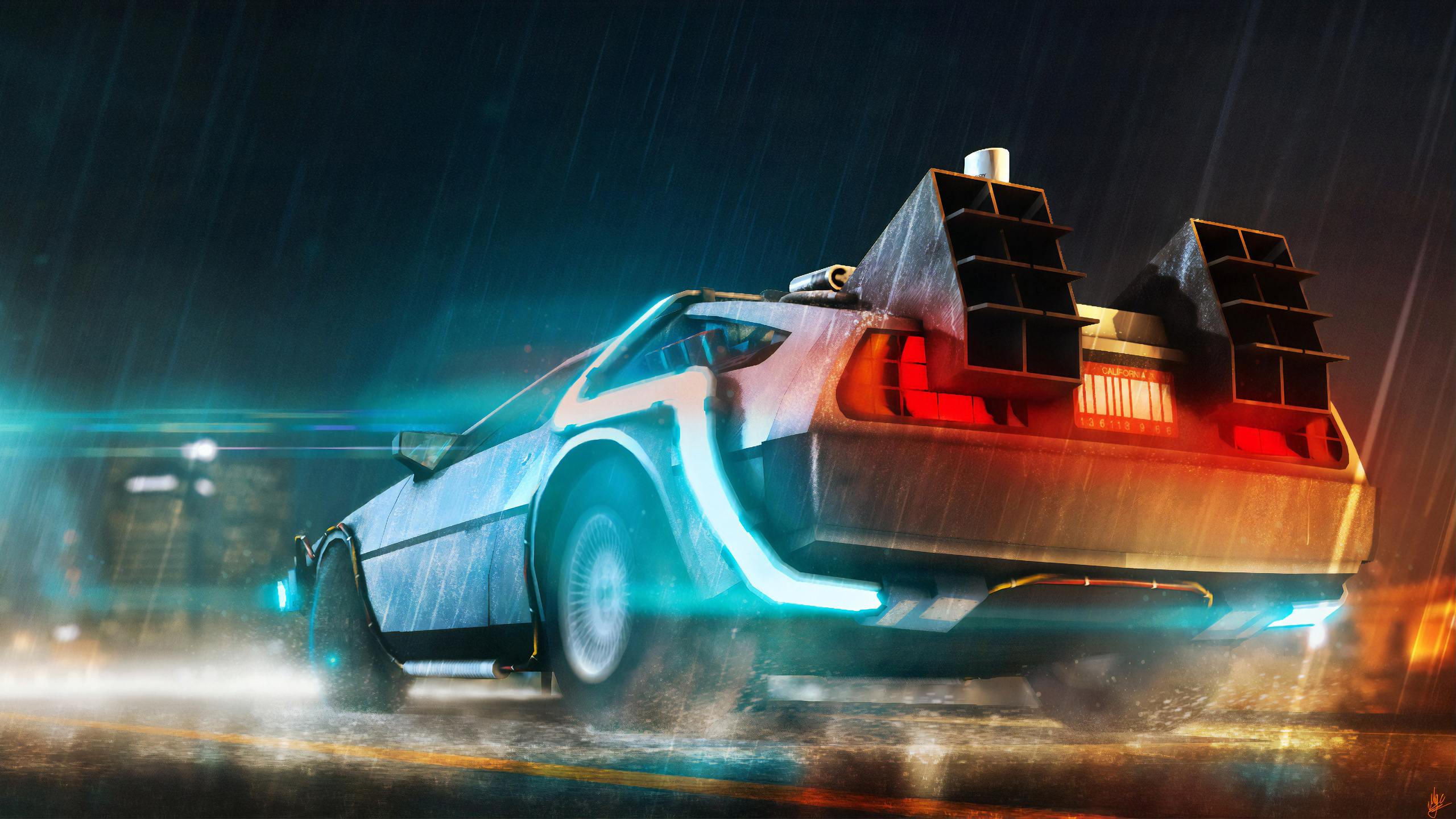 DeLorean DMC-12, Cyberpunk car, 4K resolution, HD wallpapers, 2560x1440 HD Desktop