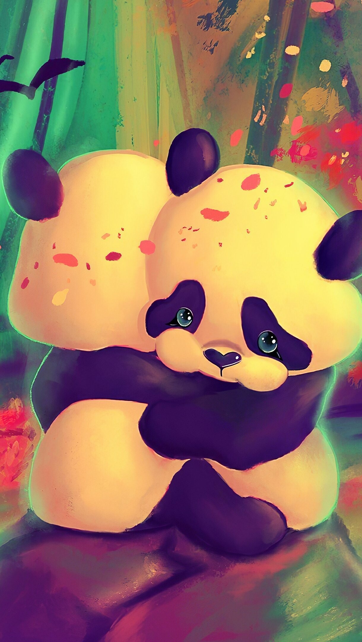 Hugging, Pandas Wallpaper, 1220x2160 HD Phone