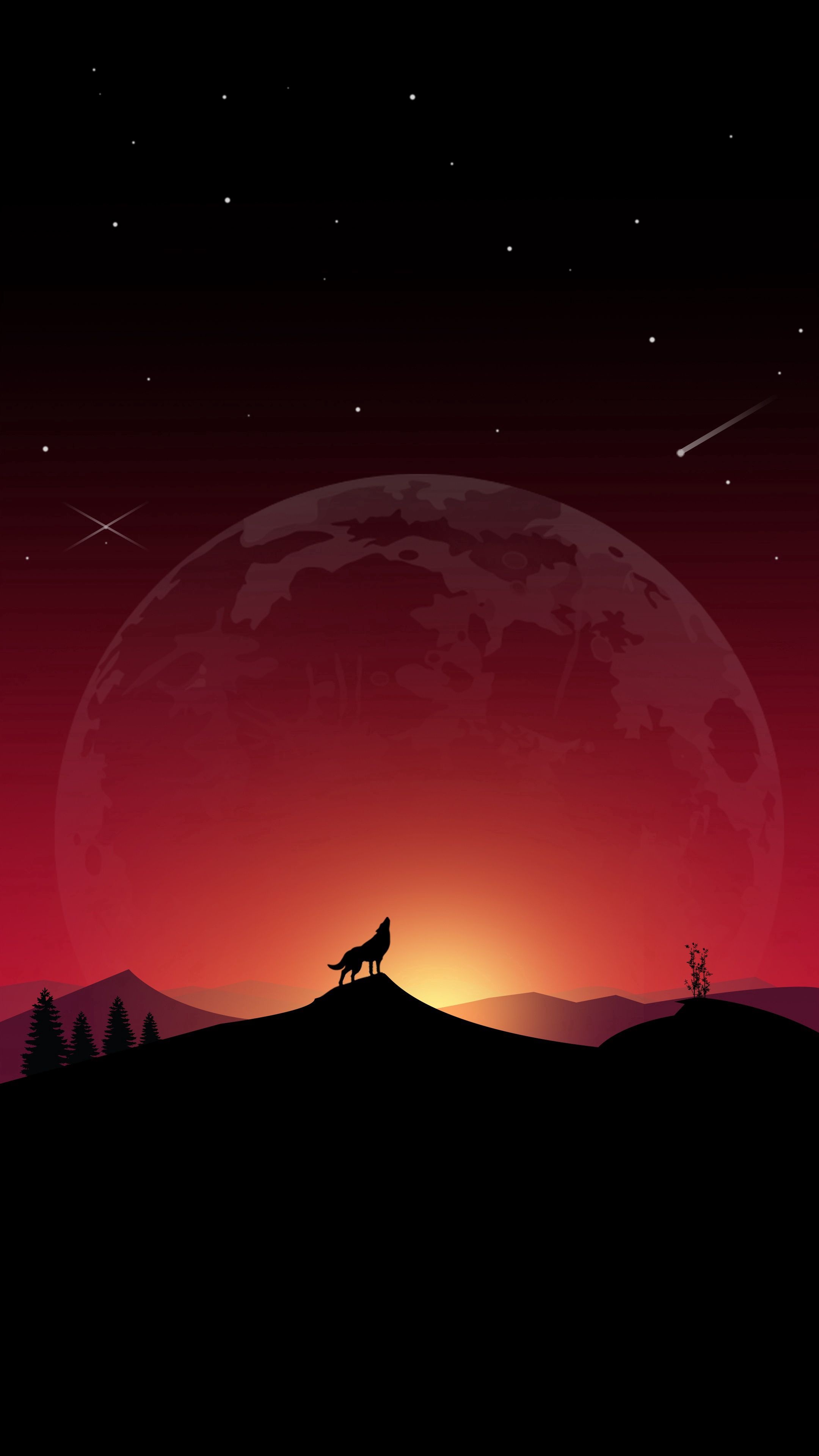 Howling Wolf, Mobile Wallpaper, Art, Vector, 2160x3840 4K Phone