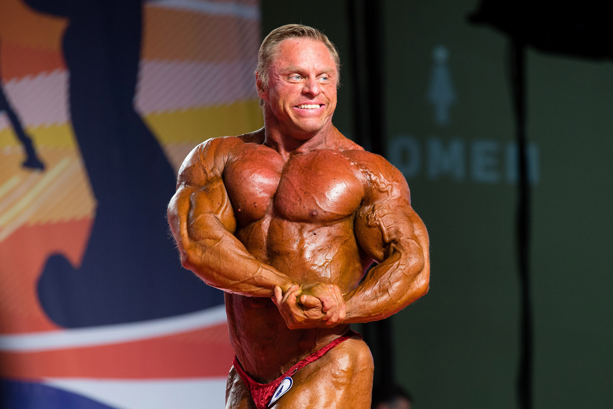 John Meadows, Side chest pose, Bodybuilding competition stage, HD Desktop wallpaper