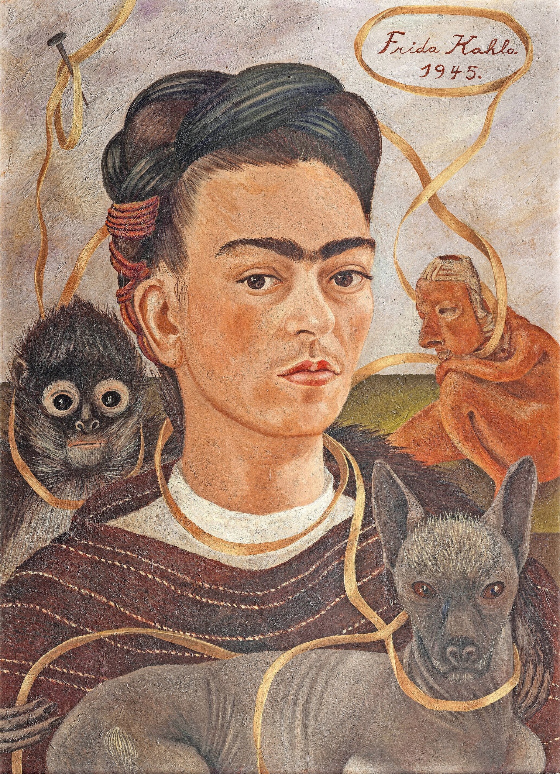 Self-Portrait with Small Monkey, Frida Kahlo Wallpaper, 1900x2630 HD Phone