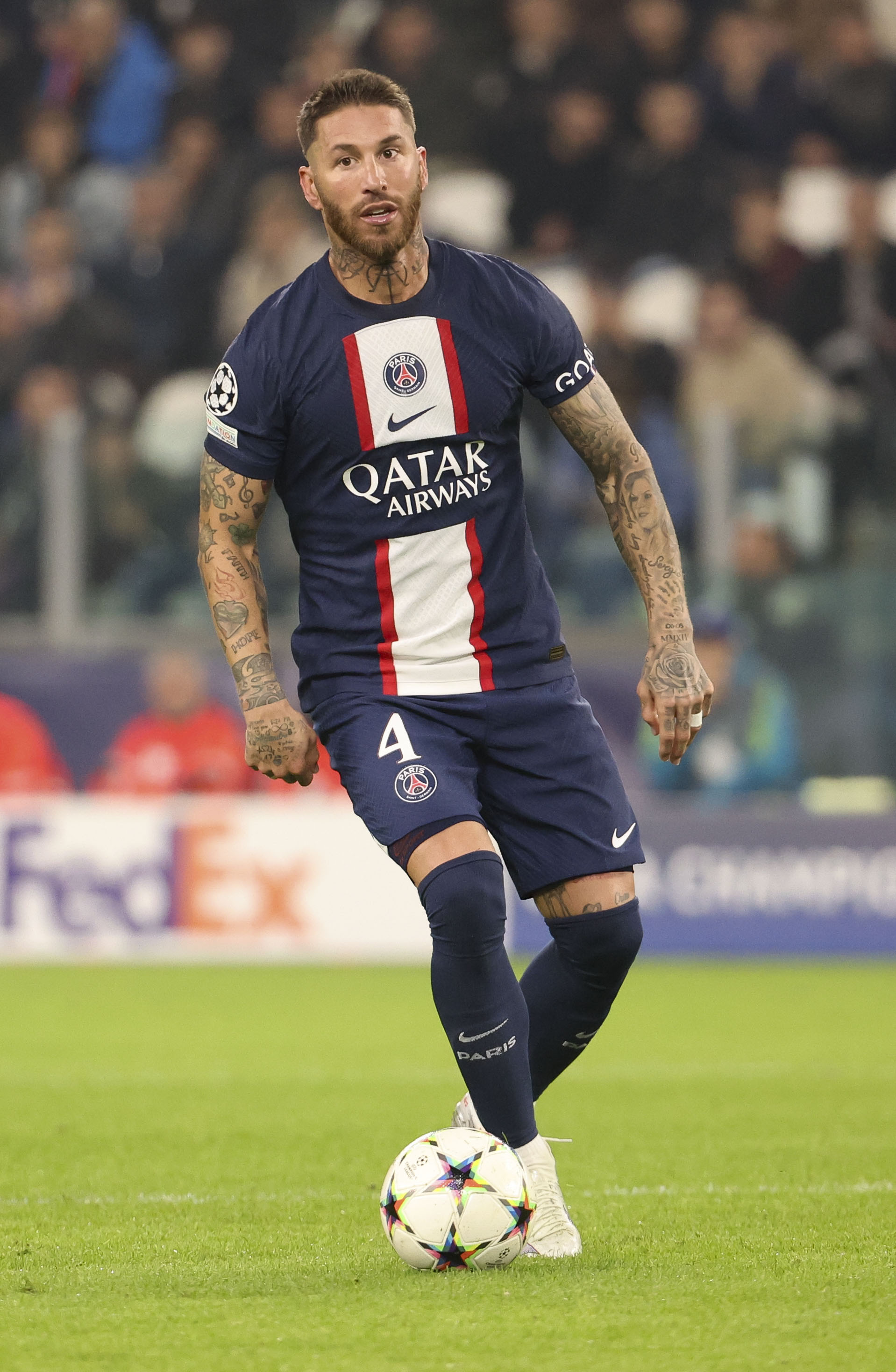 Sergio Ramos, Paris Saint-Germain kit, UEFA Champions League ball, HD Phone wallpaper