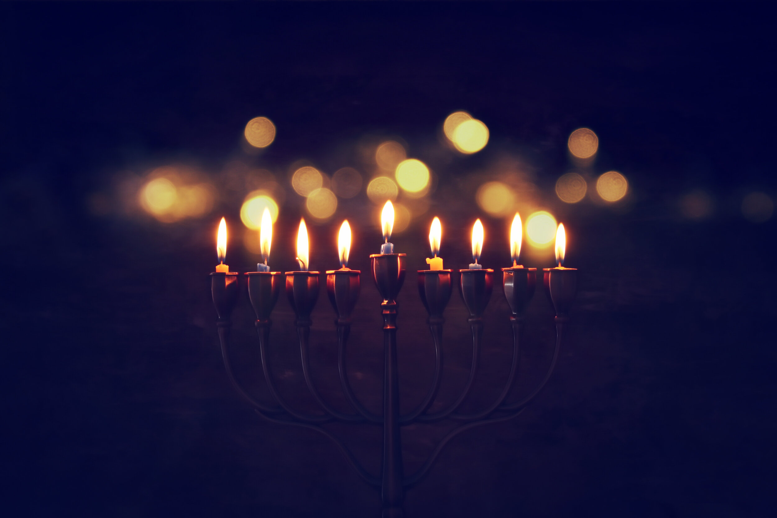 Candelabra, Jewish holiday, Hanukkah background, Menorah, 2500x1670 HD Desktop