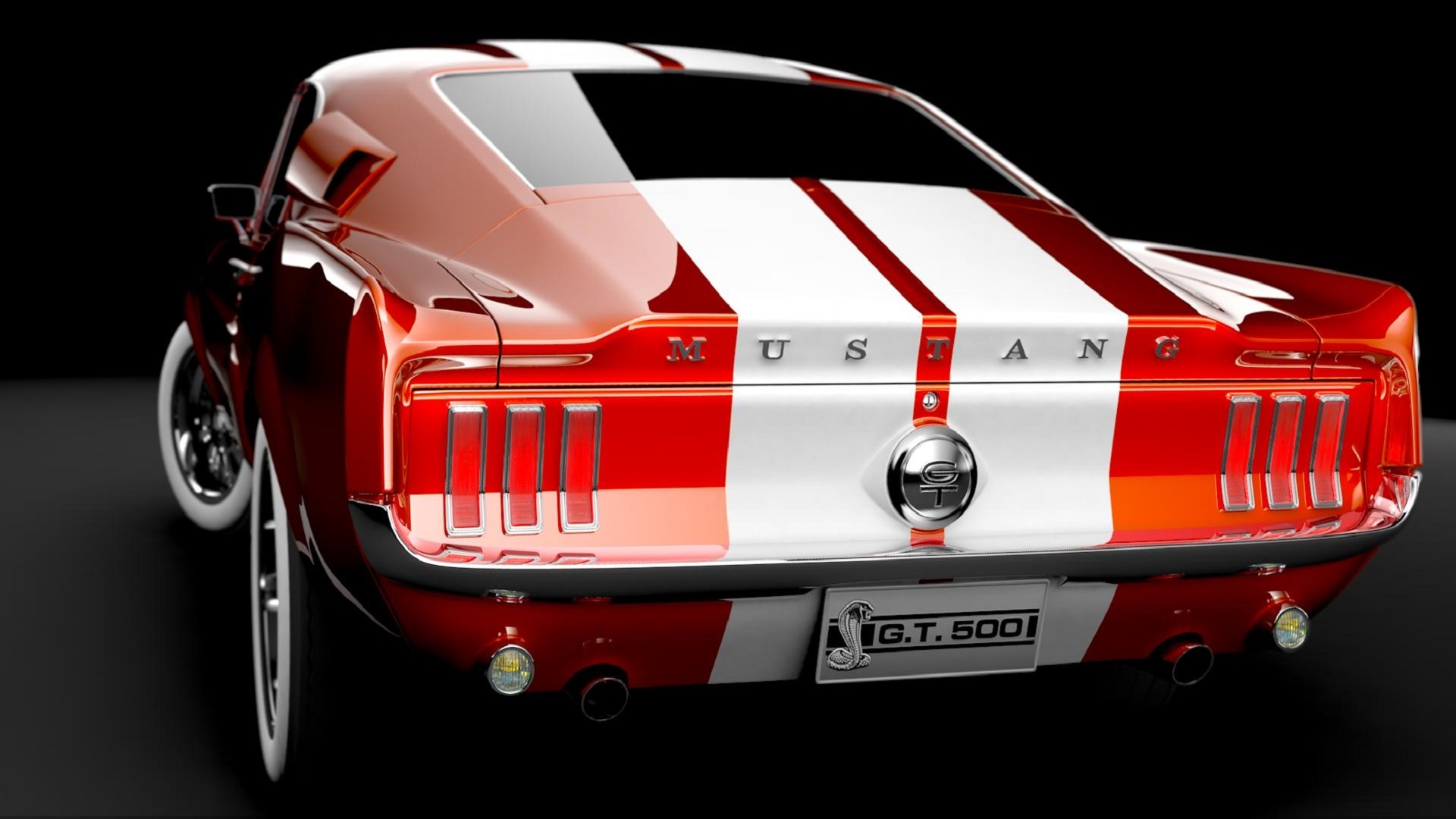 1967 Shelby GT500, White racing stripes, Classic vertical taillights, Full HD Desktop wallpaper