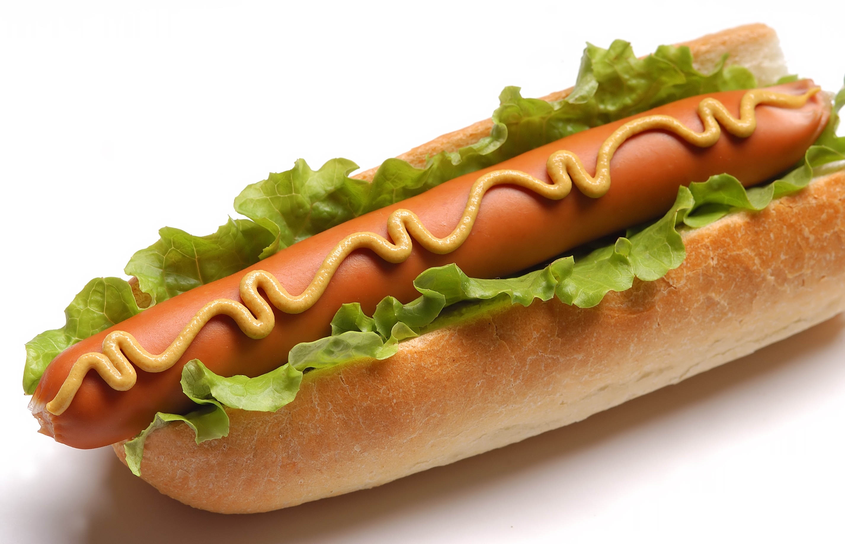Food white background, Meat cabbage sausage baguette, 2860x1840 HD Desktop