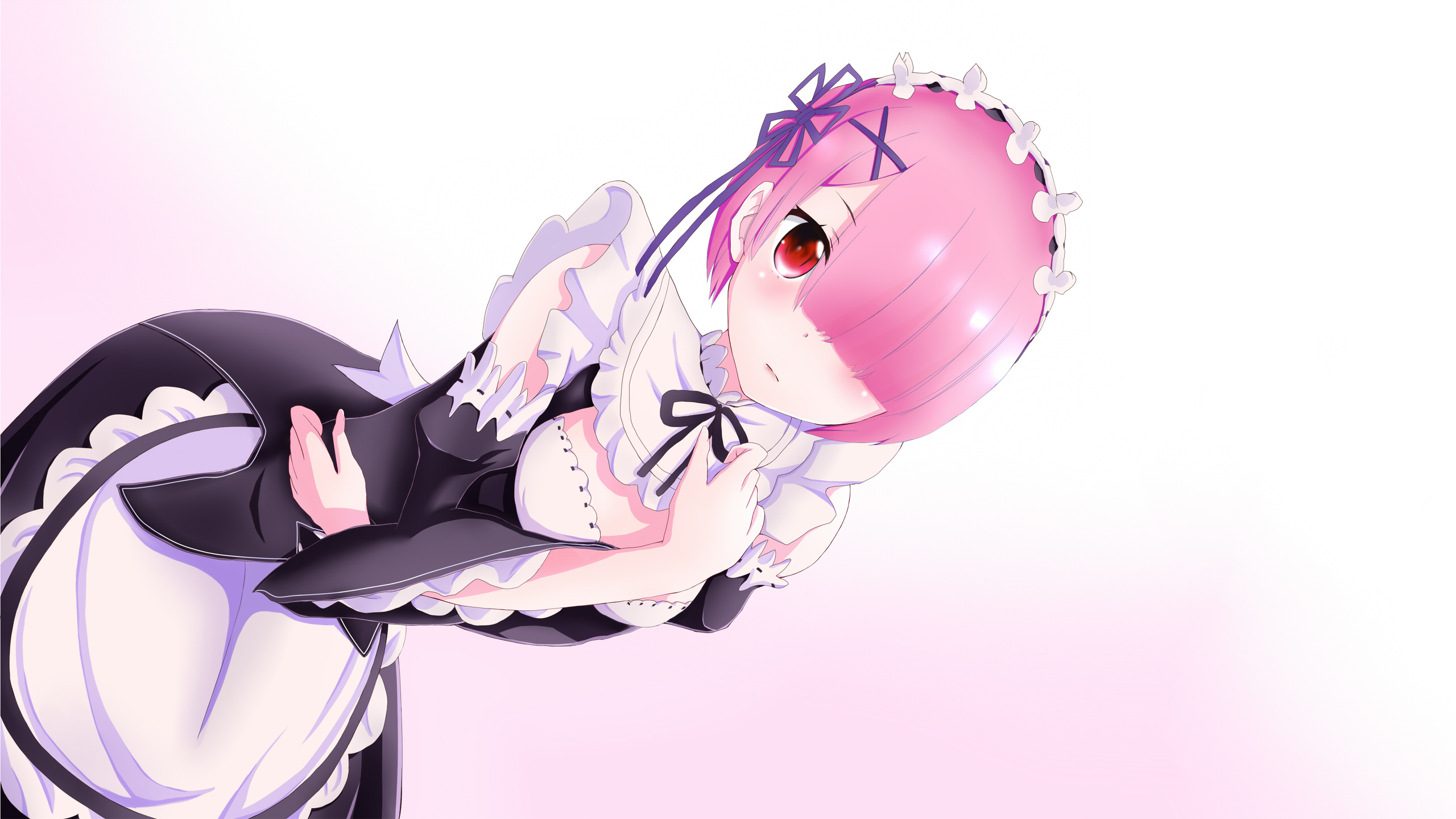 Ram, Re:Zero maid uniform, Short pink bob hair, HD Desktop wallpaper