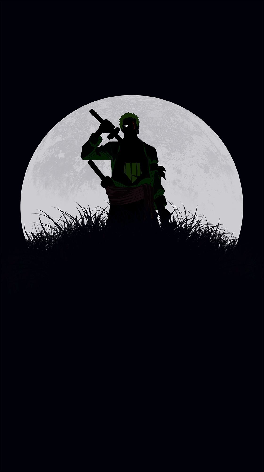 Roronoa Zoro, full moon, katana swords, HD Phone wallpaper