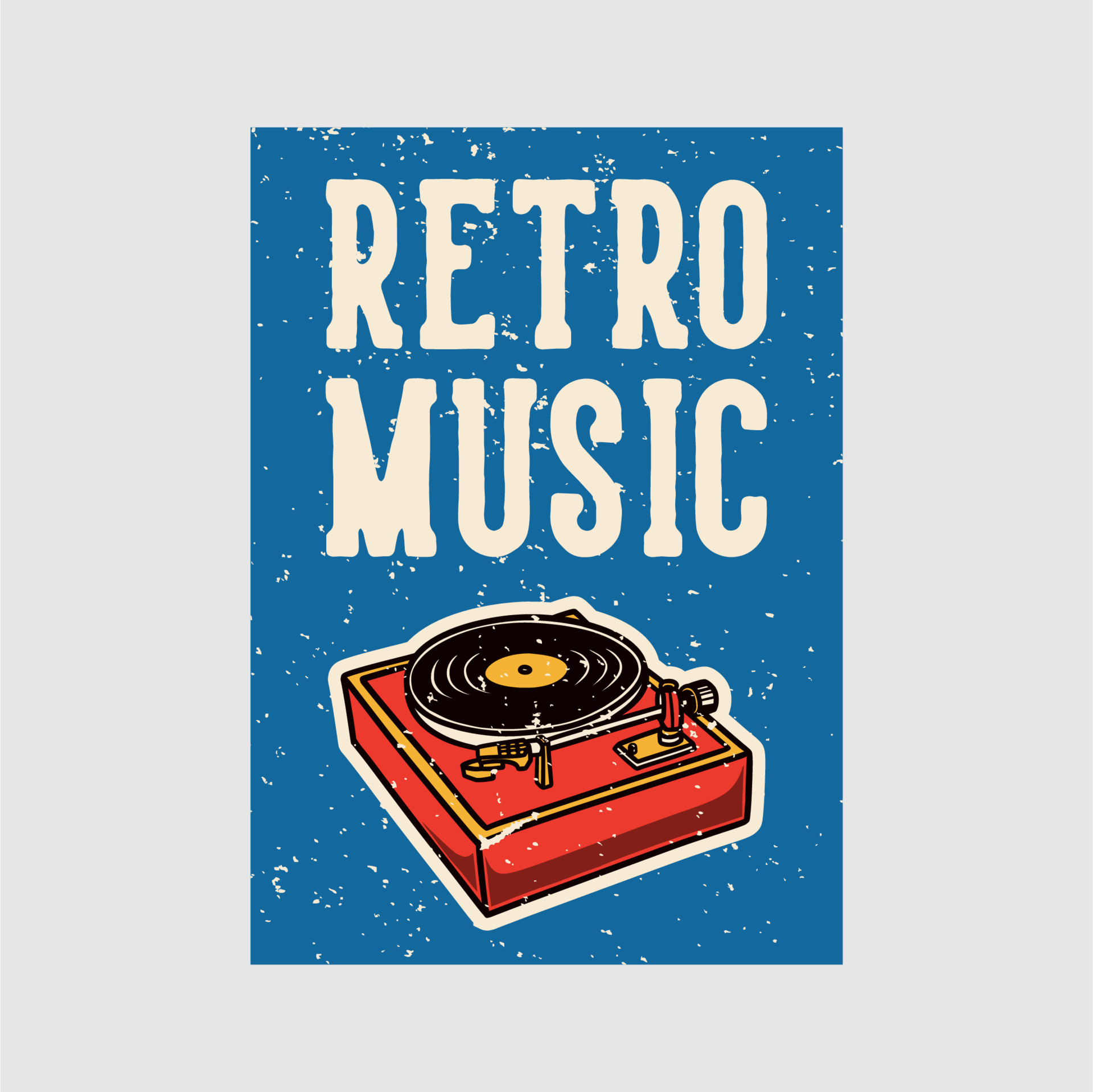 Retro Music text, Red vintage turntable, Distressed blue background, HD Desktop wallpaper