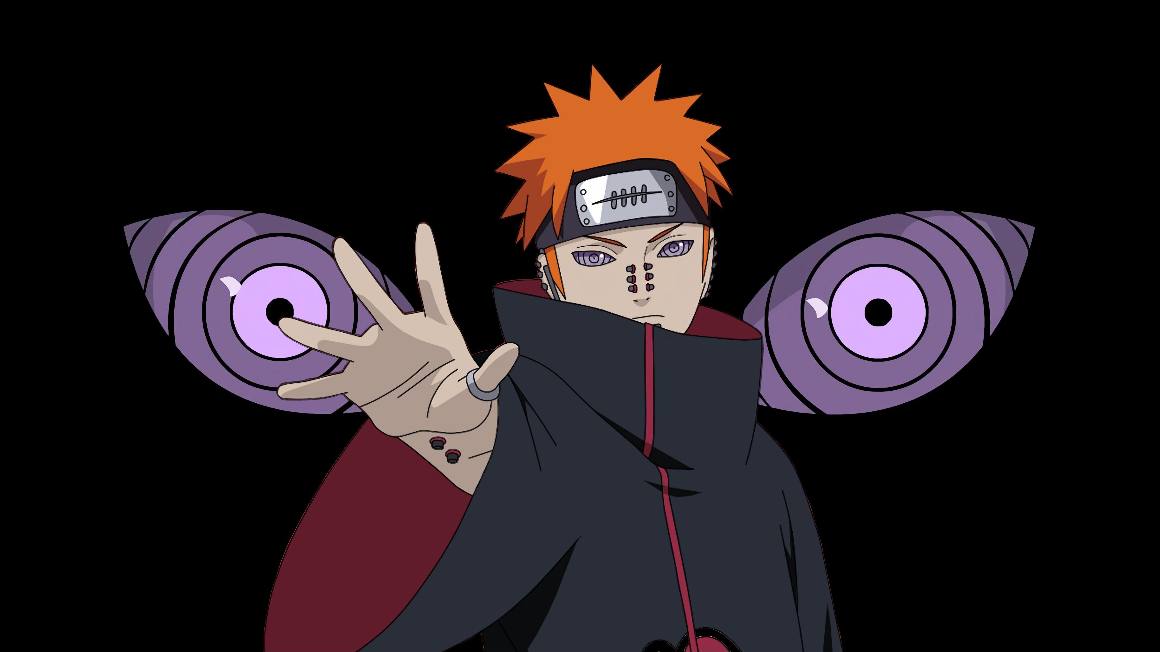 Pain Deva Path, Rinnegan, Akatsuki cloak, 4K Desktop wallpaper