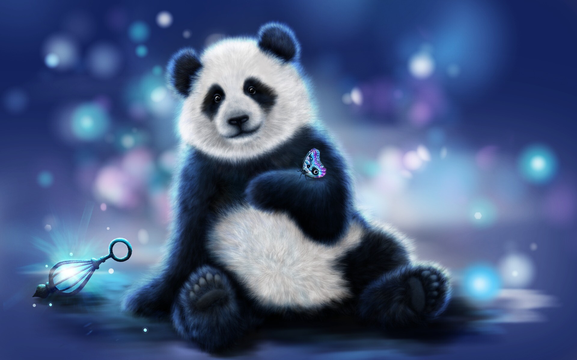 Cute panda and butterfly, HD wallpaper, Adorable charm, Delicate beauty, 1920x1200 HD Desktop