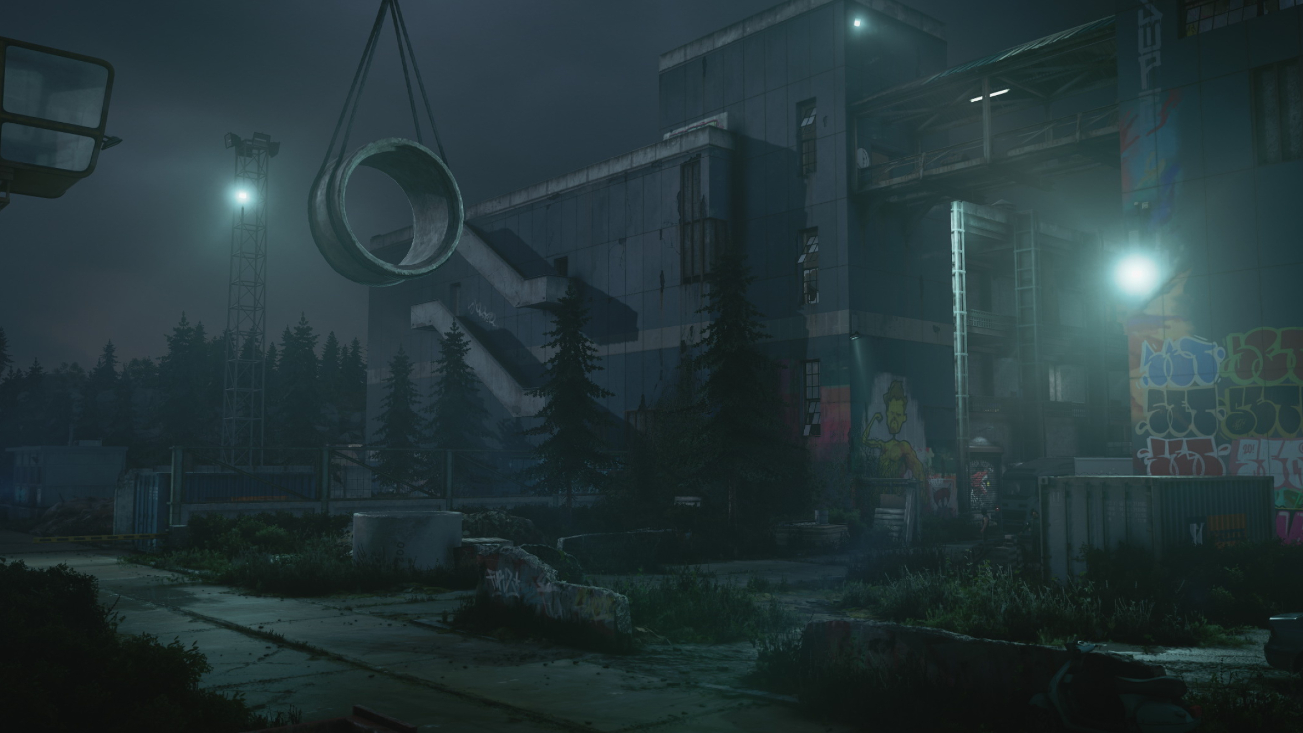 Club Hölle exterior, Hitman 3 Berlin mission, Suspended concrete pipe, HD Desktop wallpaper