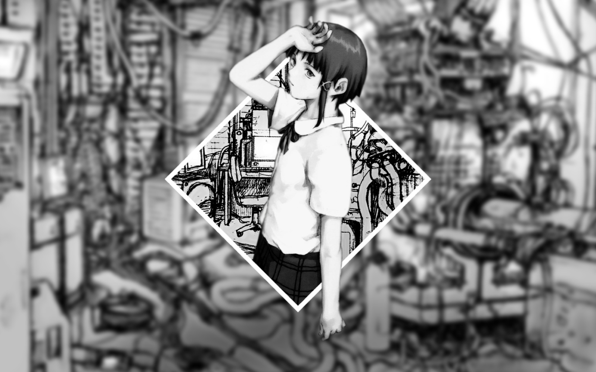 Zerochan anime image board, Lain's captivating visuals, Anime community, Artistic expressions, 1920x1200 HD Desktop