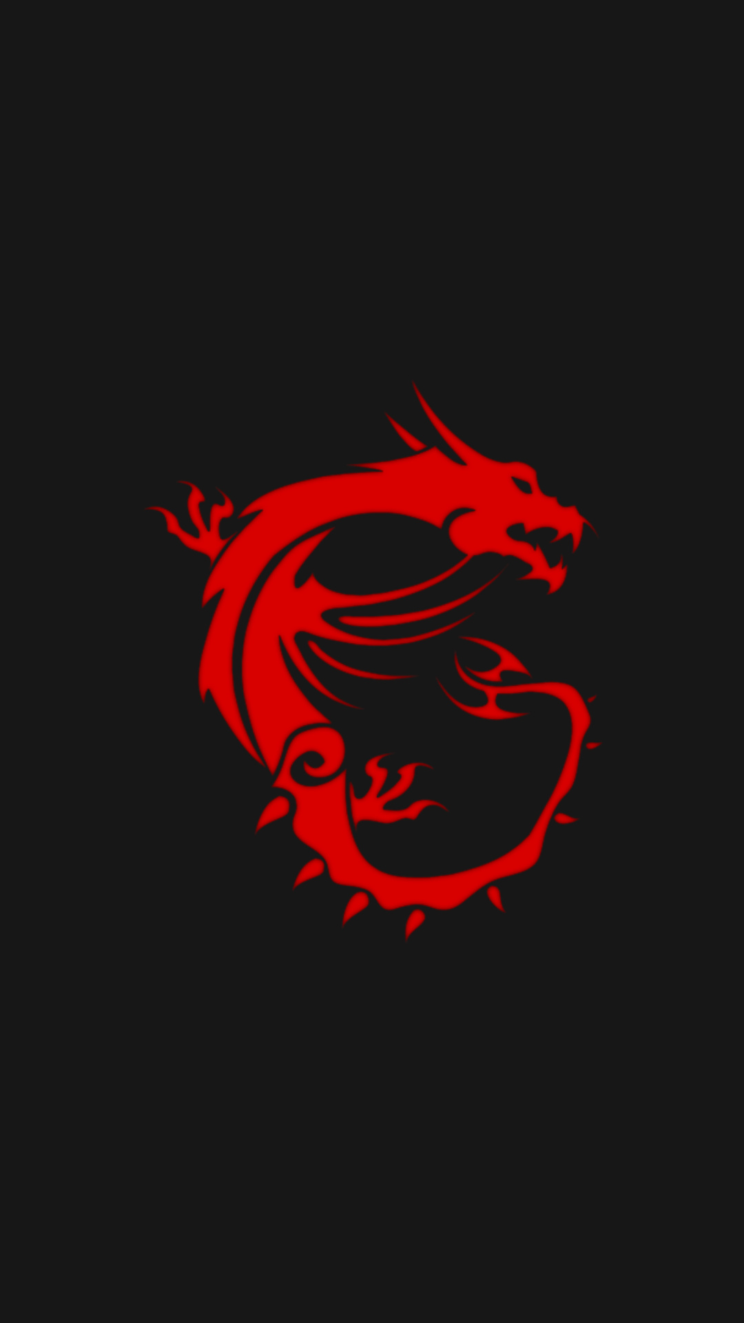 MSI dragon emblem, stylized red dragon, solid black backdrop, Full HD Phone wallpaper