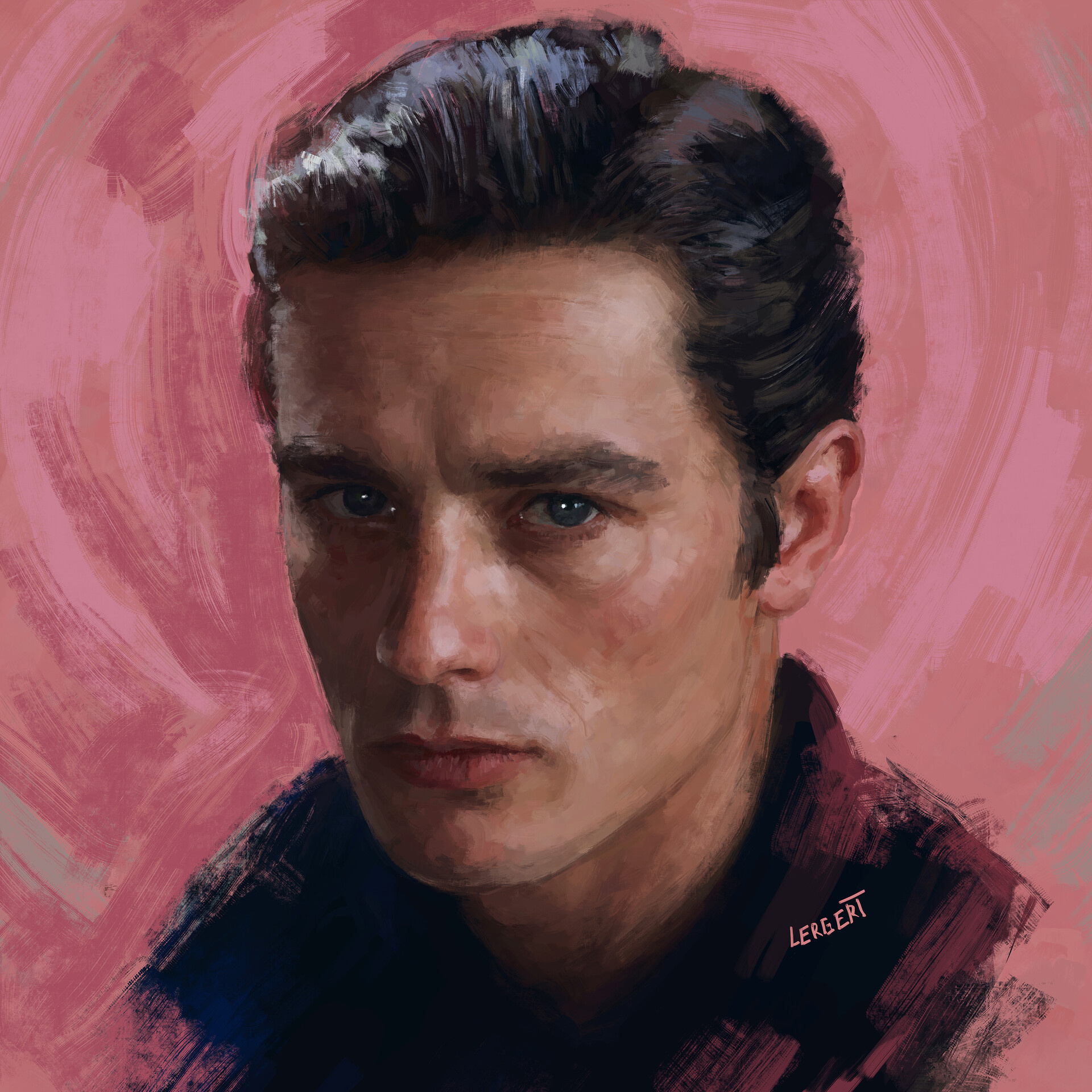 Alain Delon, Breathtaking art, Expressive portrayals, Visual elegance, 1920x1920 HD Phone