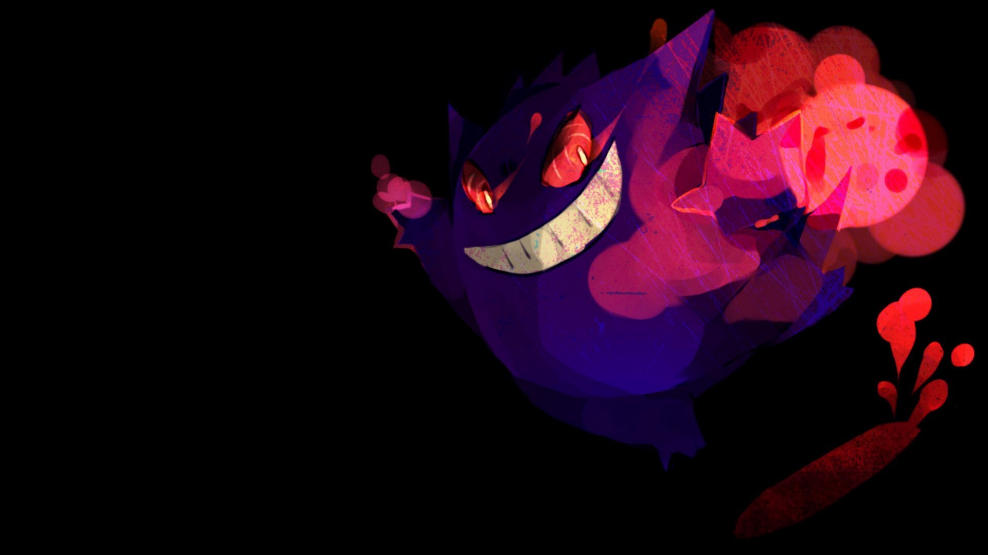 Gengar Pokmon, Purple phantom, Ghostly manifestation, Menacing presence, 1920x1080 Full HD Desktop