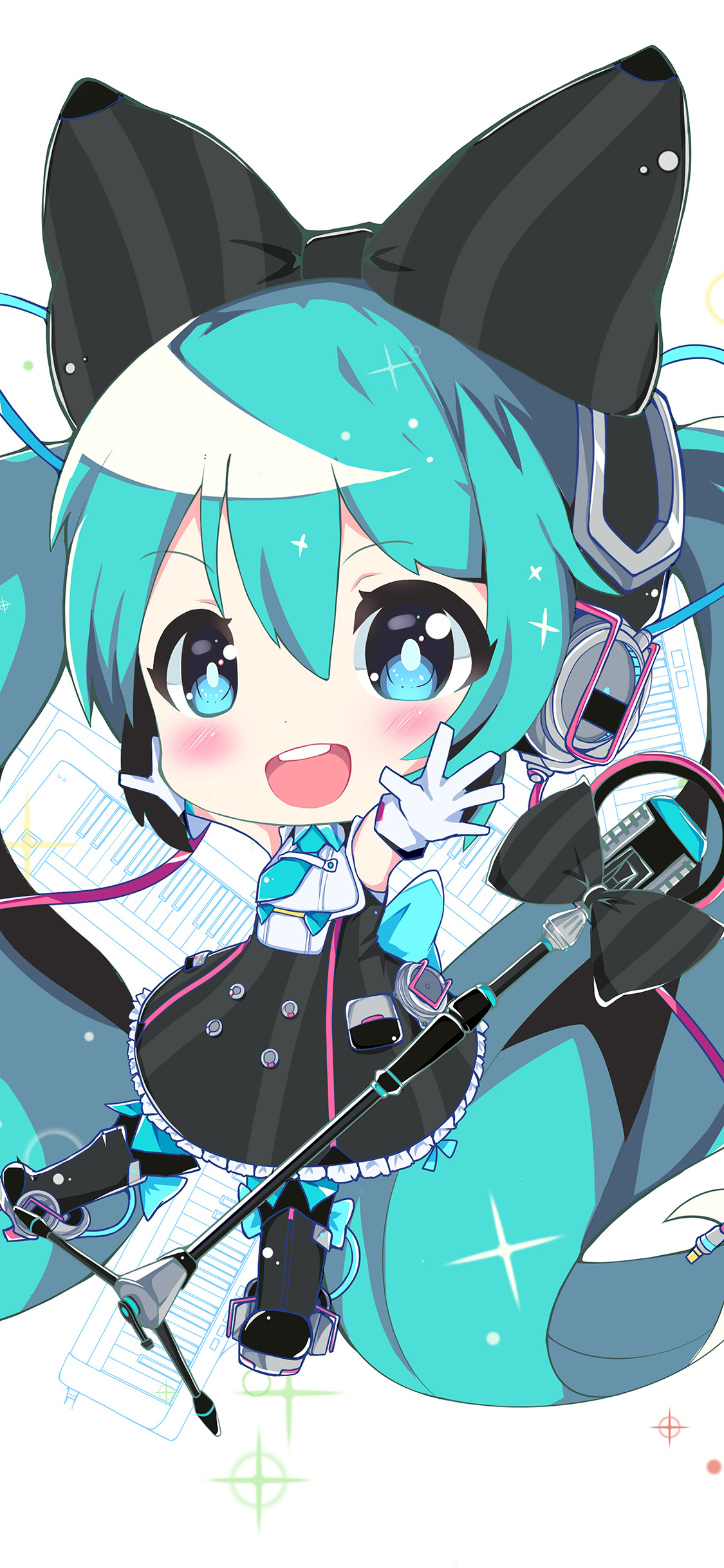 Hatsune Miku music, Blue illustration art wallpaper, 1130x2440 HD Phone