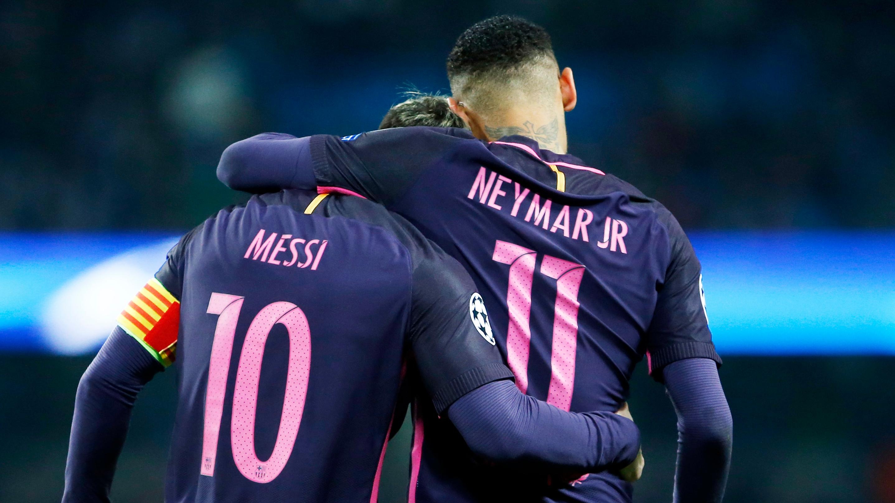 Lionel Messi, Neymar Jr, FC Barcelona away kit, HD Desktop wallpaper