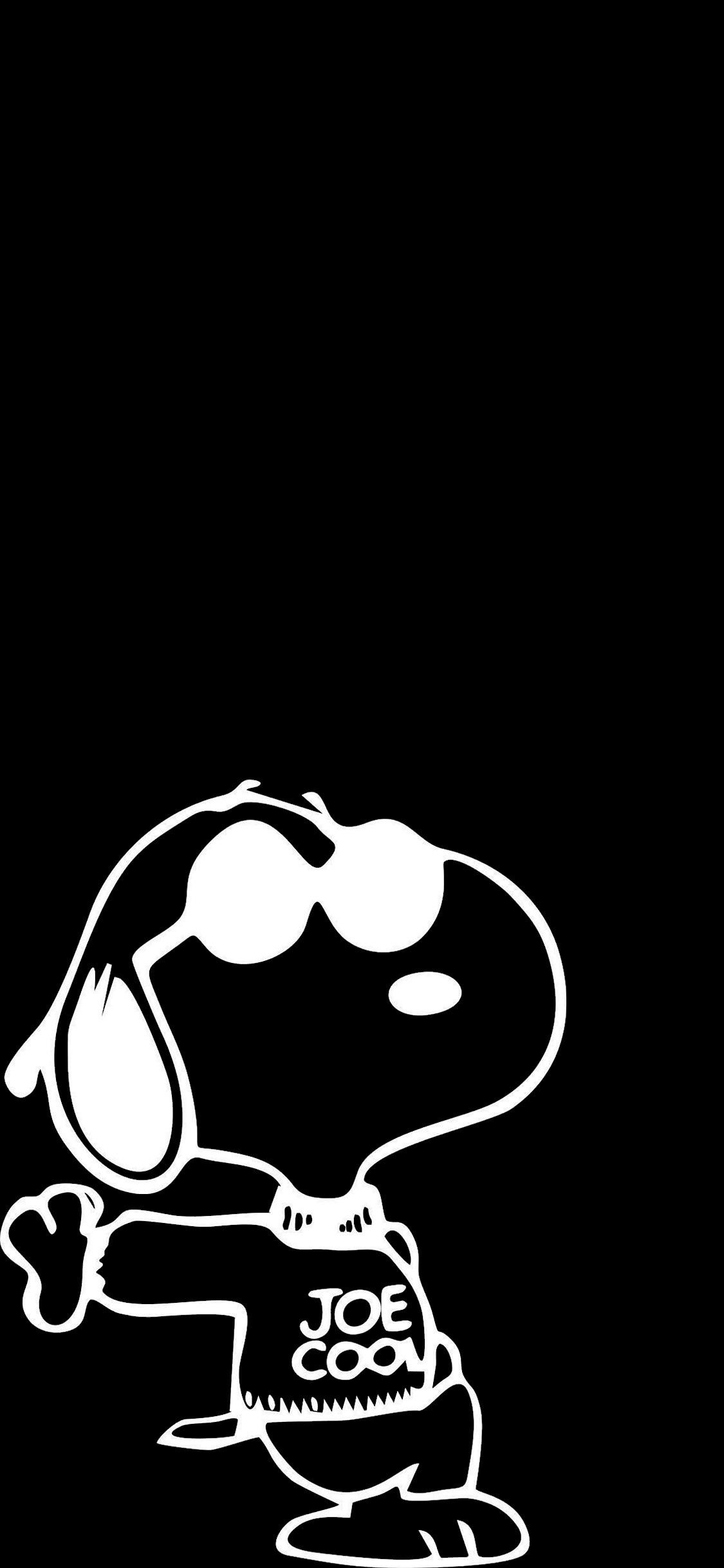Snoopy as Joe Cool, JOE COOL text, black and white outline, HD Phone wallpaper