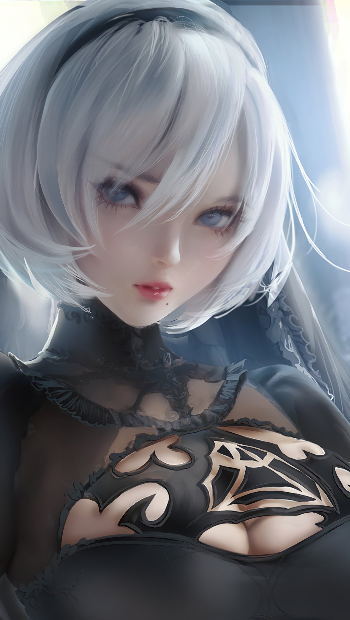 2B, NieR: Automata, Black gothic lace dress, HD Phone wallpaper