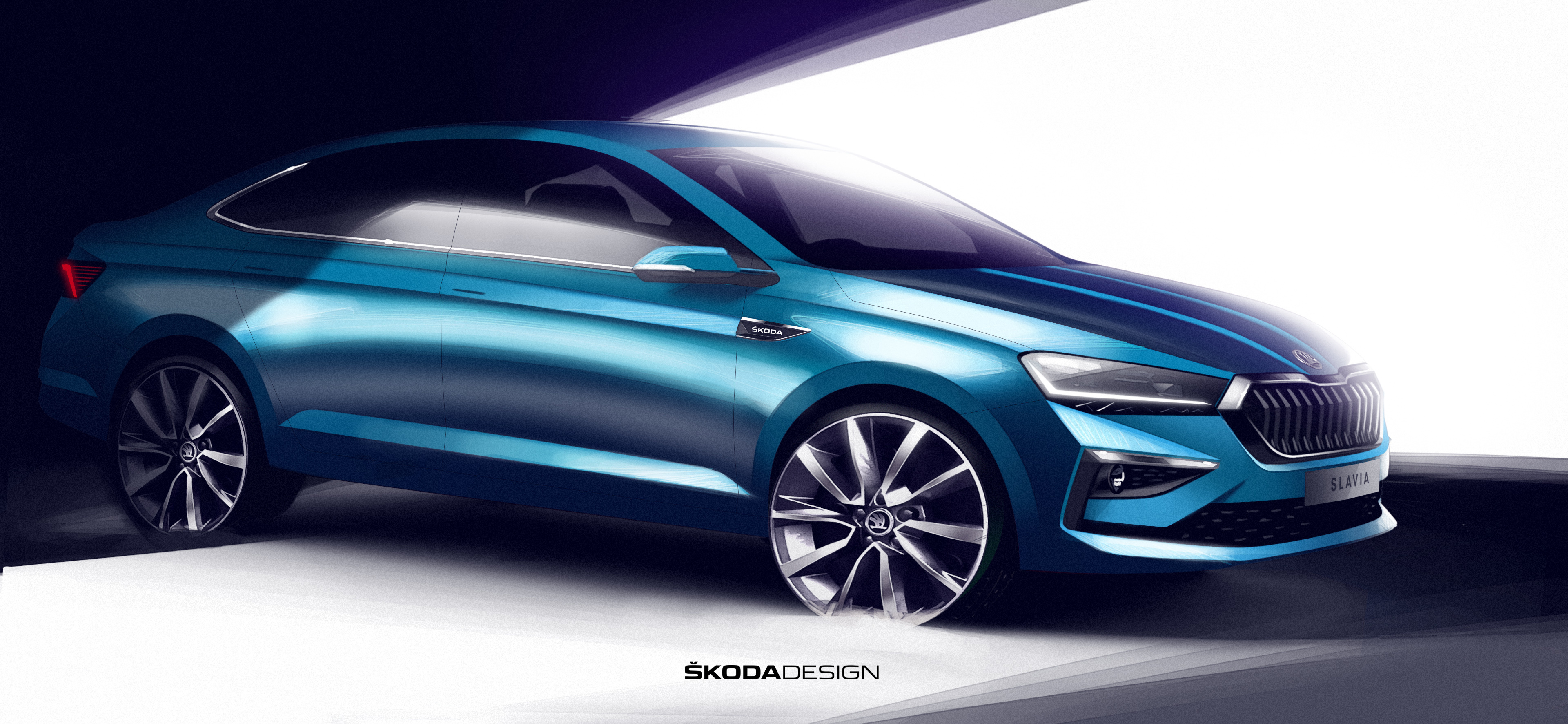 Skoda Slavia, First sketches, 3840x1780 Dual Screen Desktop