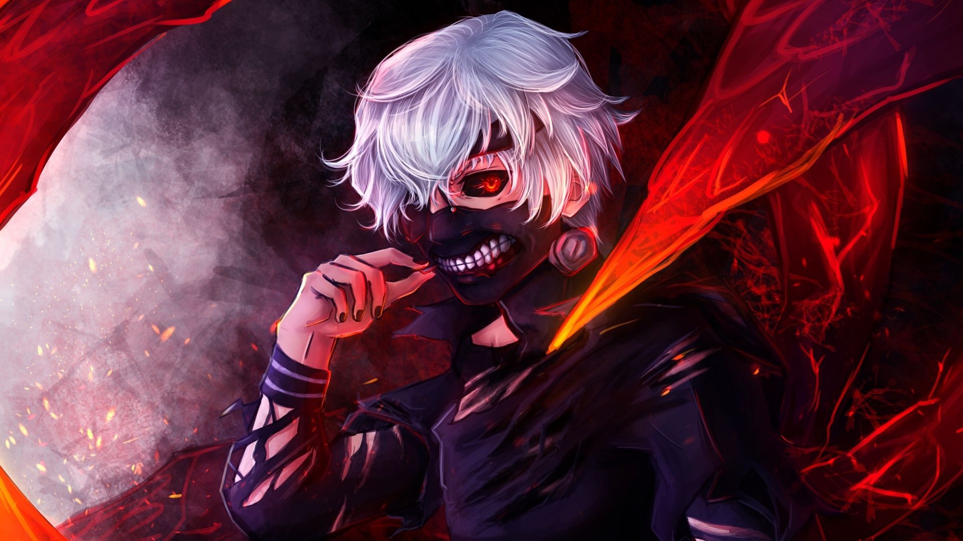 Ken Kaneki, White Hair, Artwork, HD, 1920x1080 Full HD Desktop