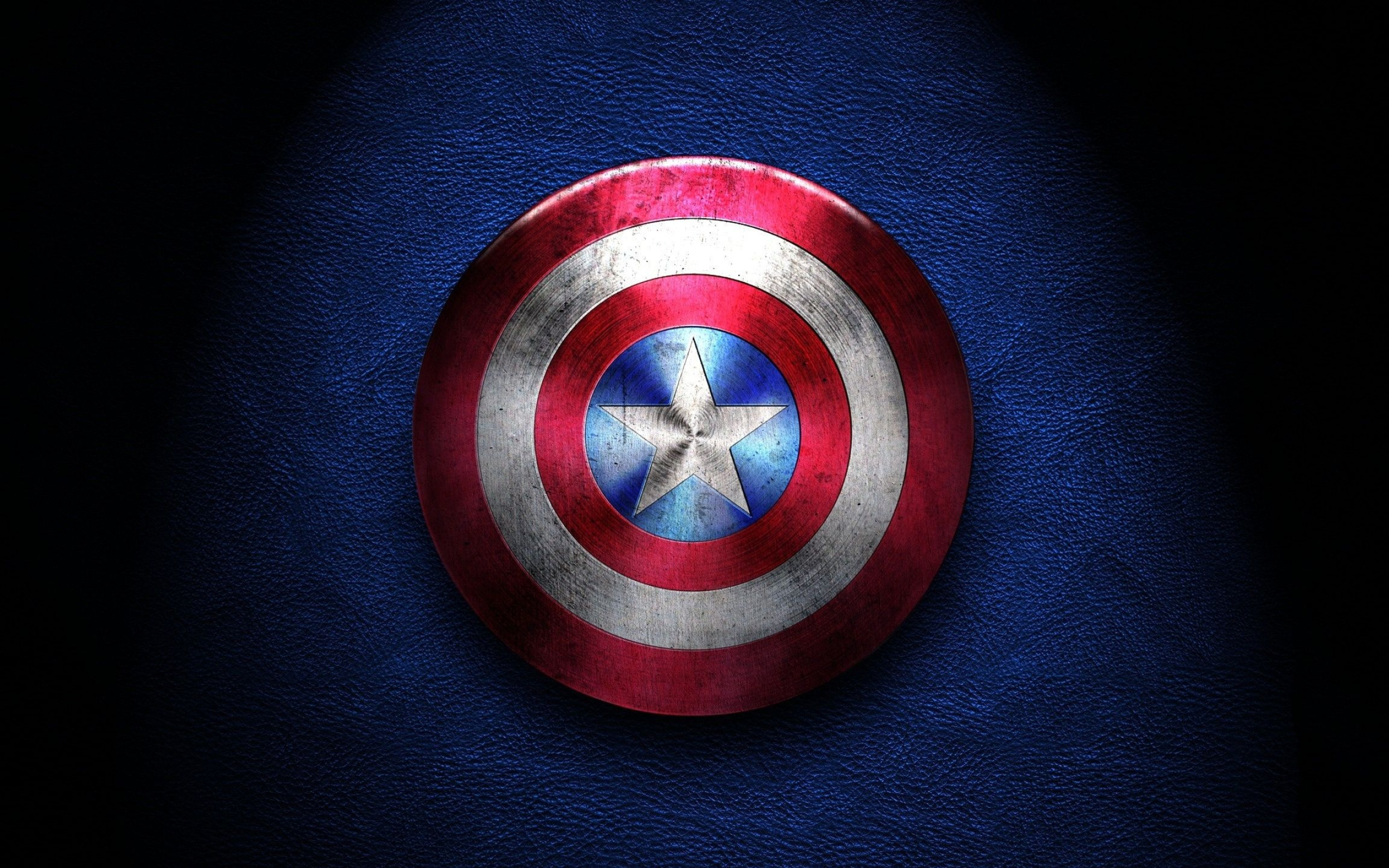 Captain America shield, blue textured leather, brushed metal star, HD Desktop wallpaper