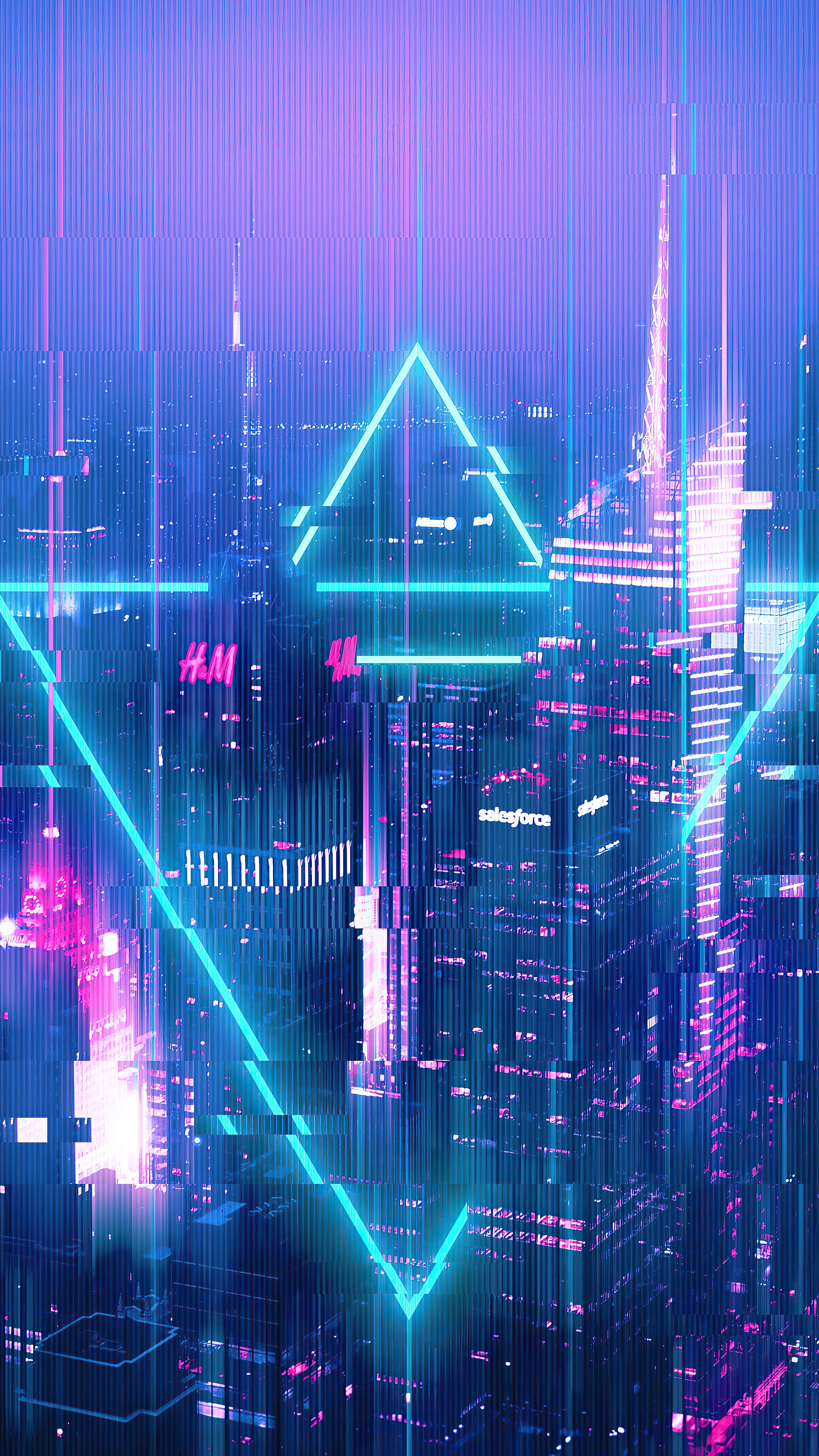 City glitches, Urban art, Sony Xperia X, HD 4K wallpapers, 2160x3840 4K Phone