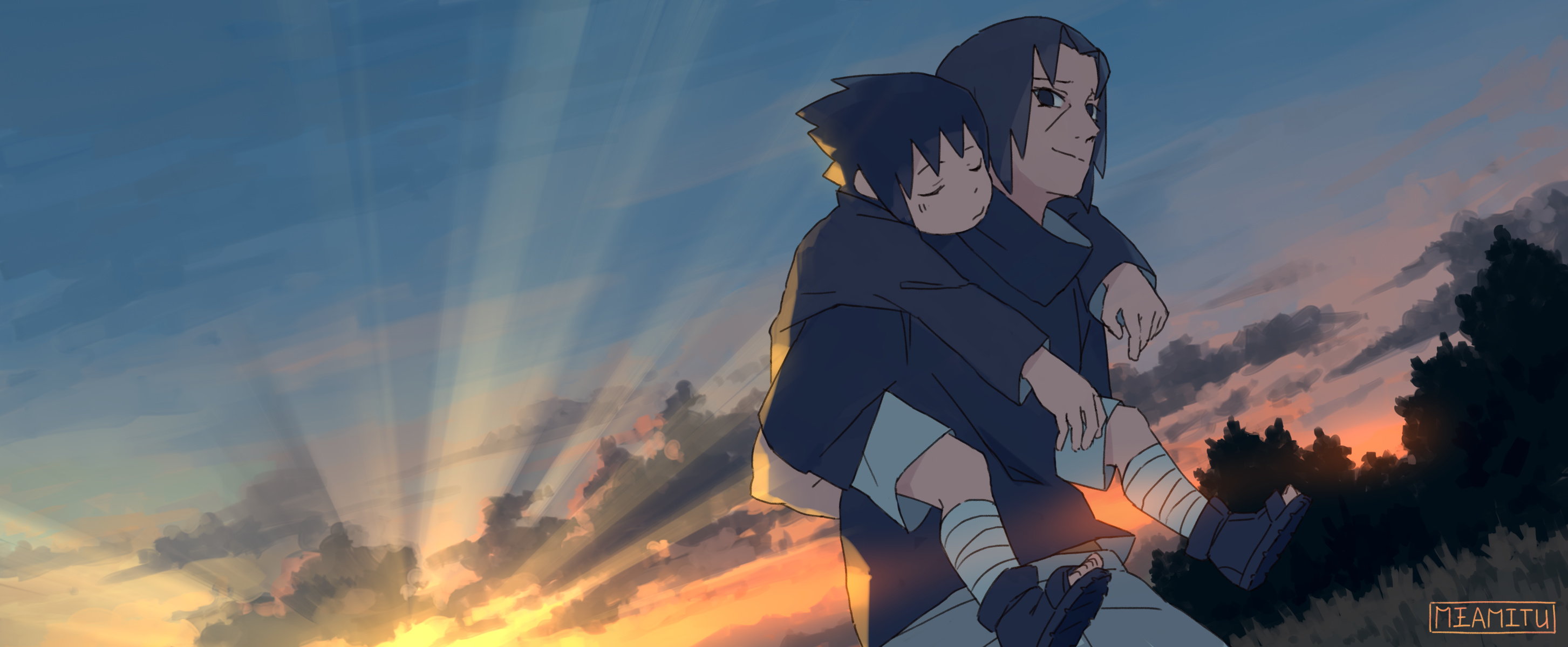 Sasuke Uchiha, Itachi Uchiha, MEAMITU, Dual Screen Desktop wallpaper