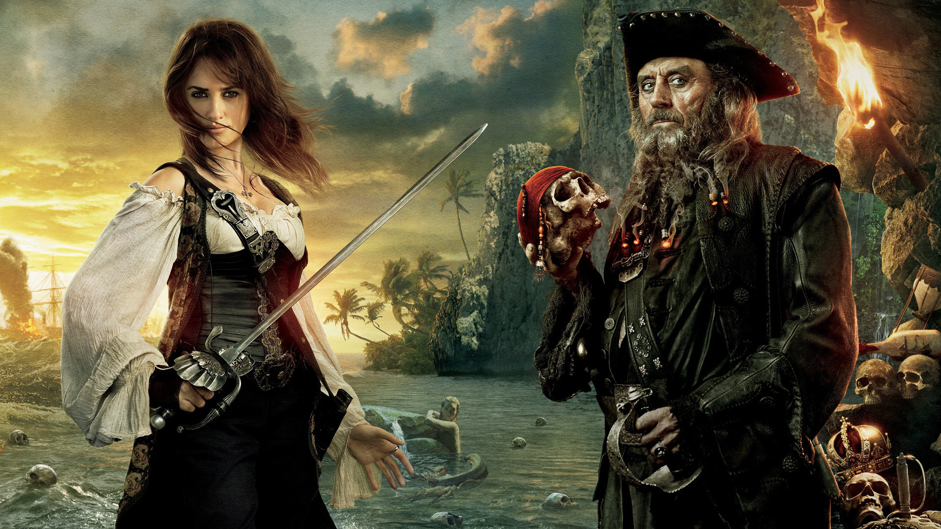 Penelope Cruz, Pirates of the Caribbean, Angelica Teach, Ian McShane, 1920x1080 Full HD Desktop