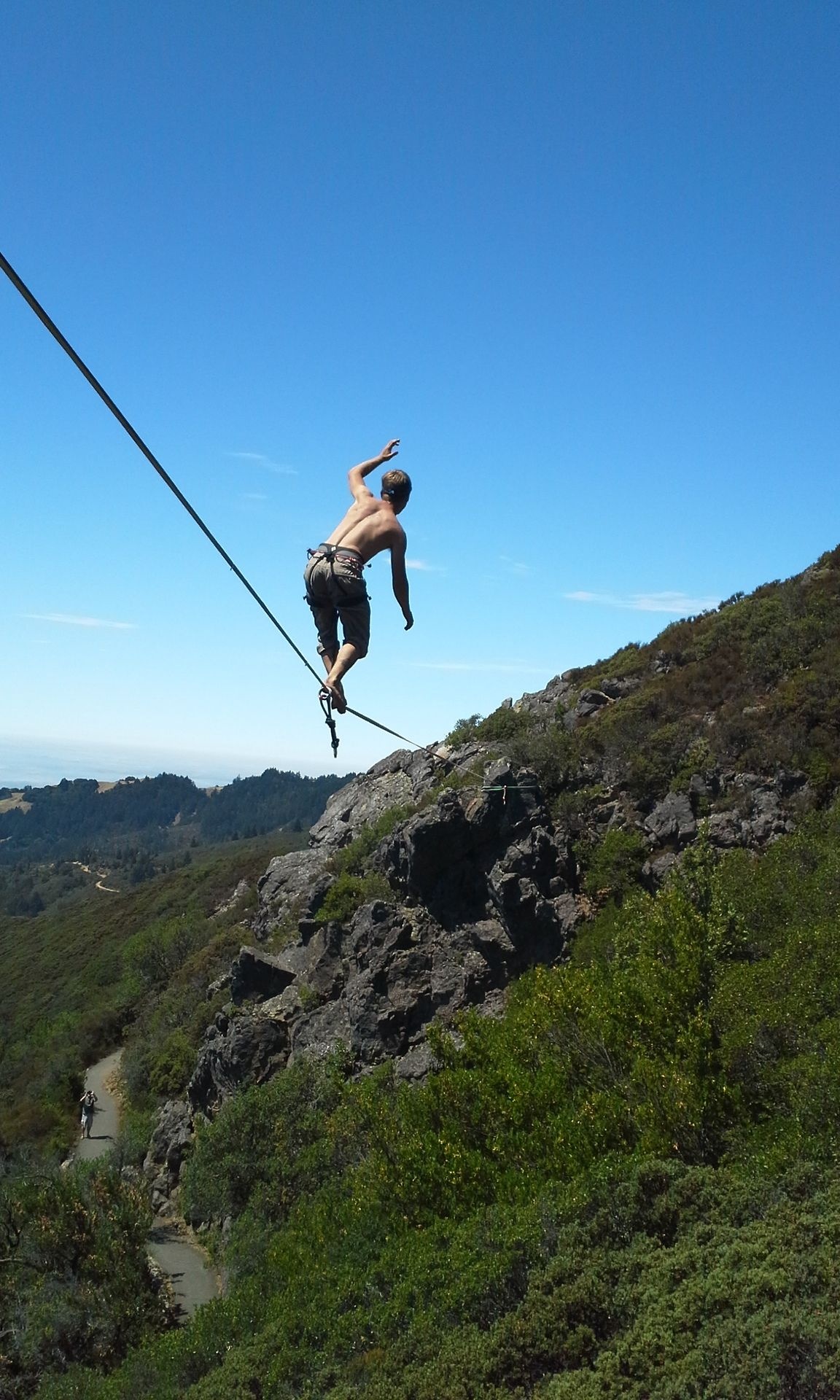 Wild side walk, Mountain landmarks, Adventurous photo, Slackline, 1160x1920 HD Phone