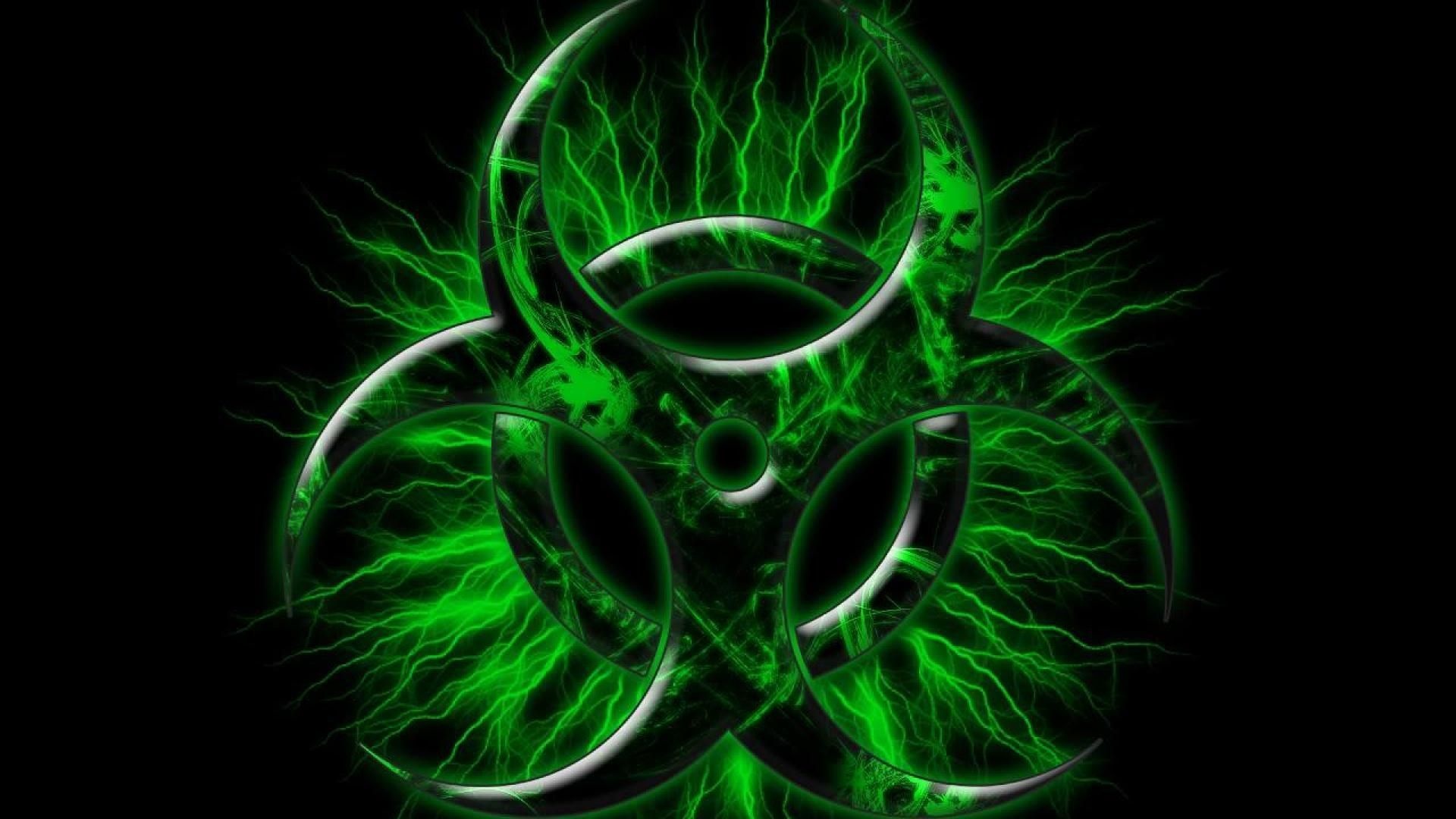 Green toxic, Poisonous environment, Caution sign, Chemical pollution, 1920x1080 Full HD Desktop