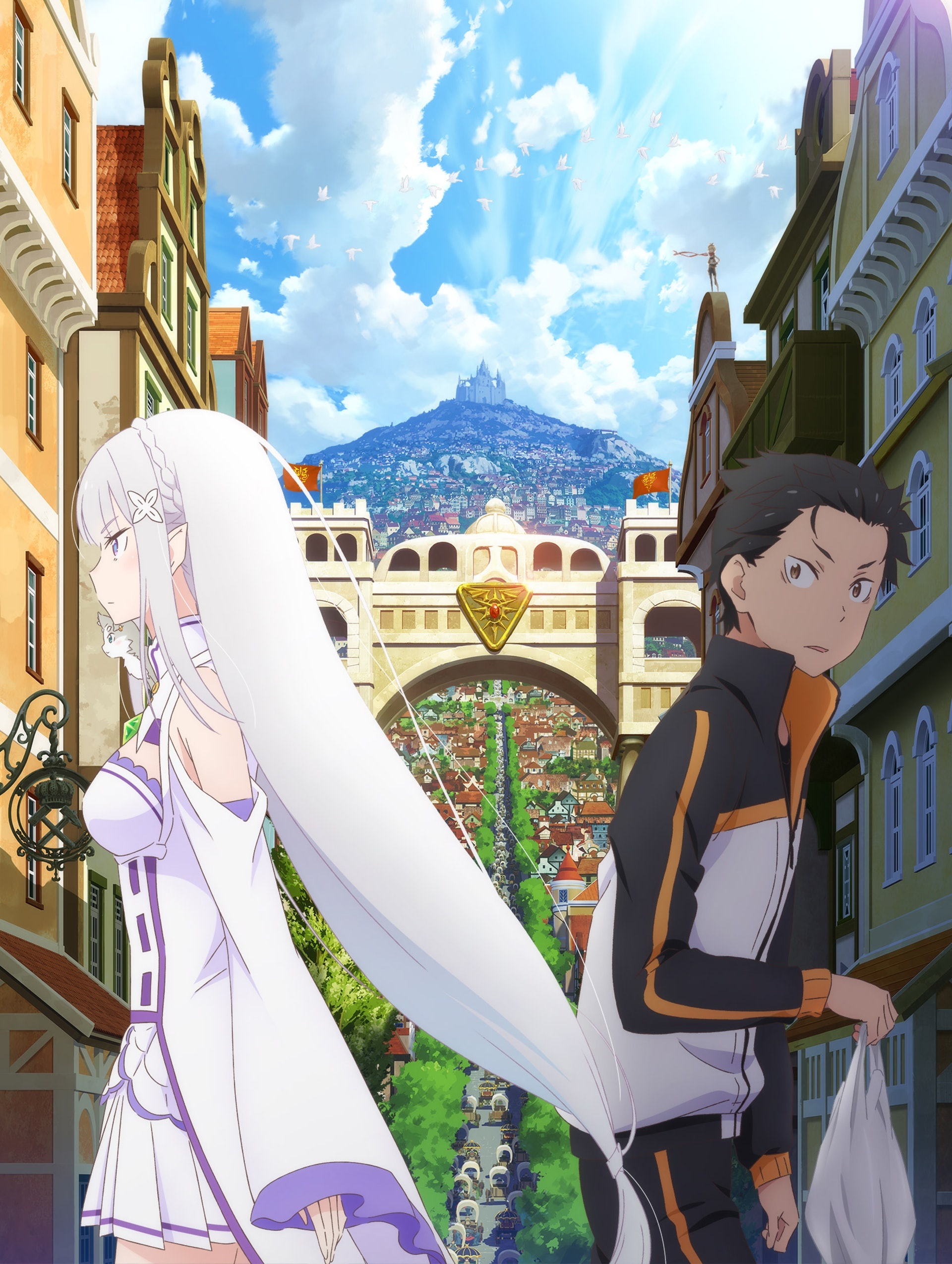 Subaru Natsuki, Emilia, Lugnica royal capital, HD Phone wallpaper