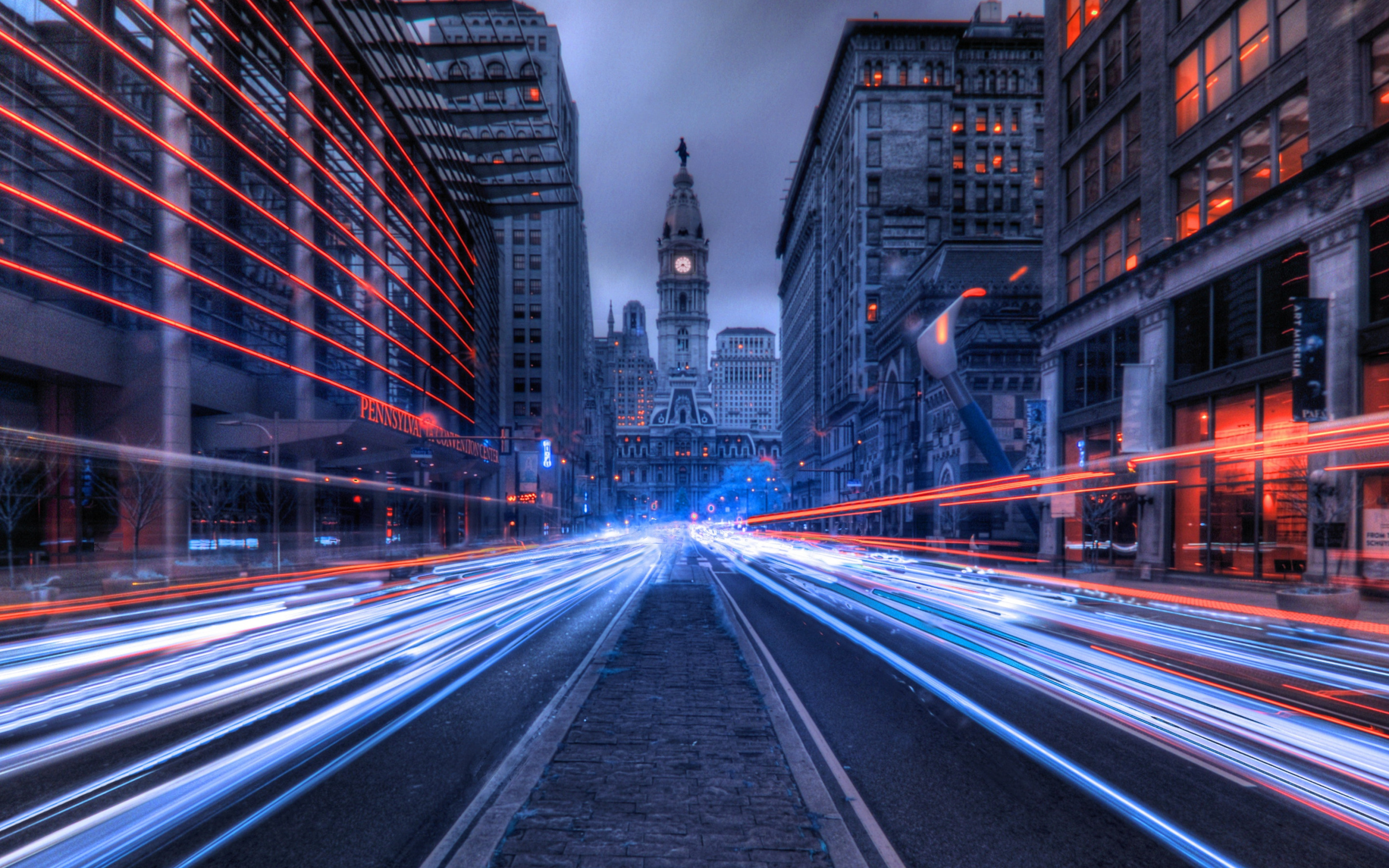 Philadelphia City Hall, Winter evening, Architectural landmark, Historic beauty, 2880x1800 HD Desktop