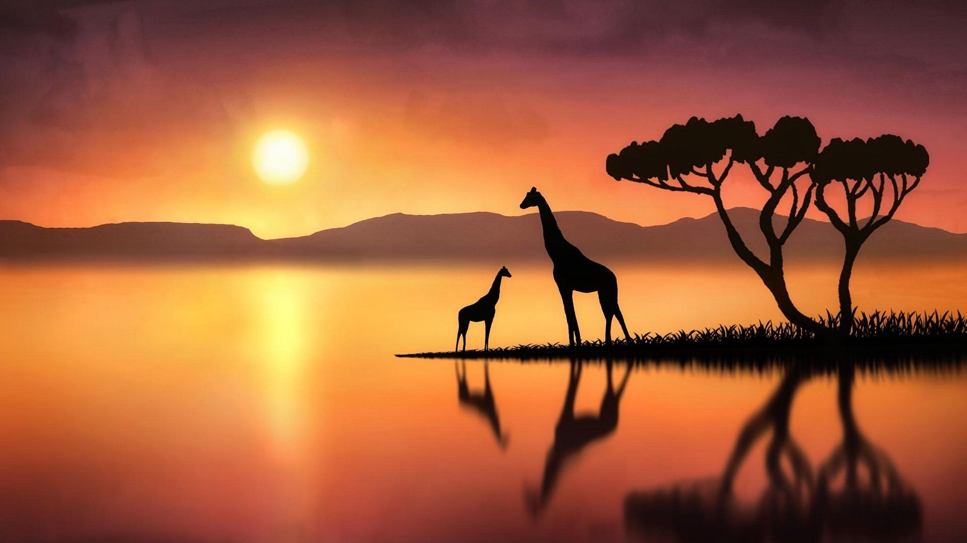 Giraffe wallpaper, HD 2022, Live painting, 1920x1080 Full HD Desktop