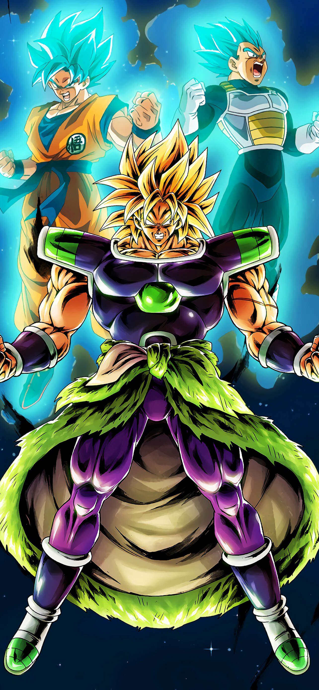 Dragon Ball Z, Broly, Goku and Vegeta, 4k PC wallpaper, 1290x2780 HD Phone