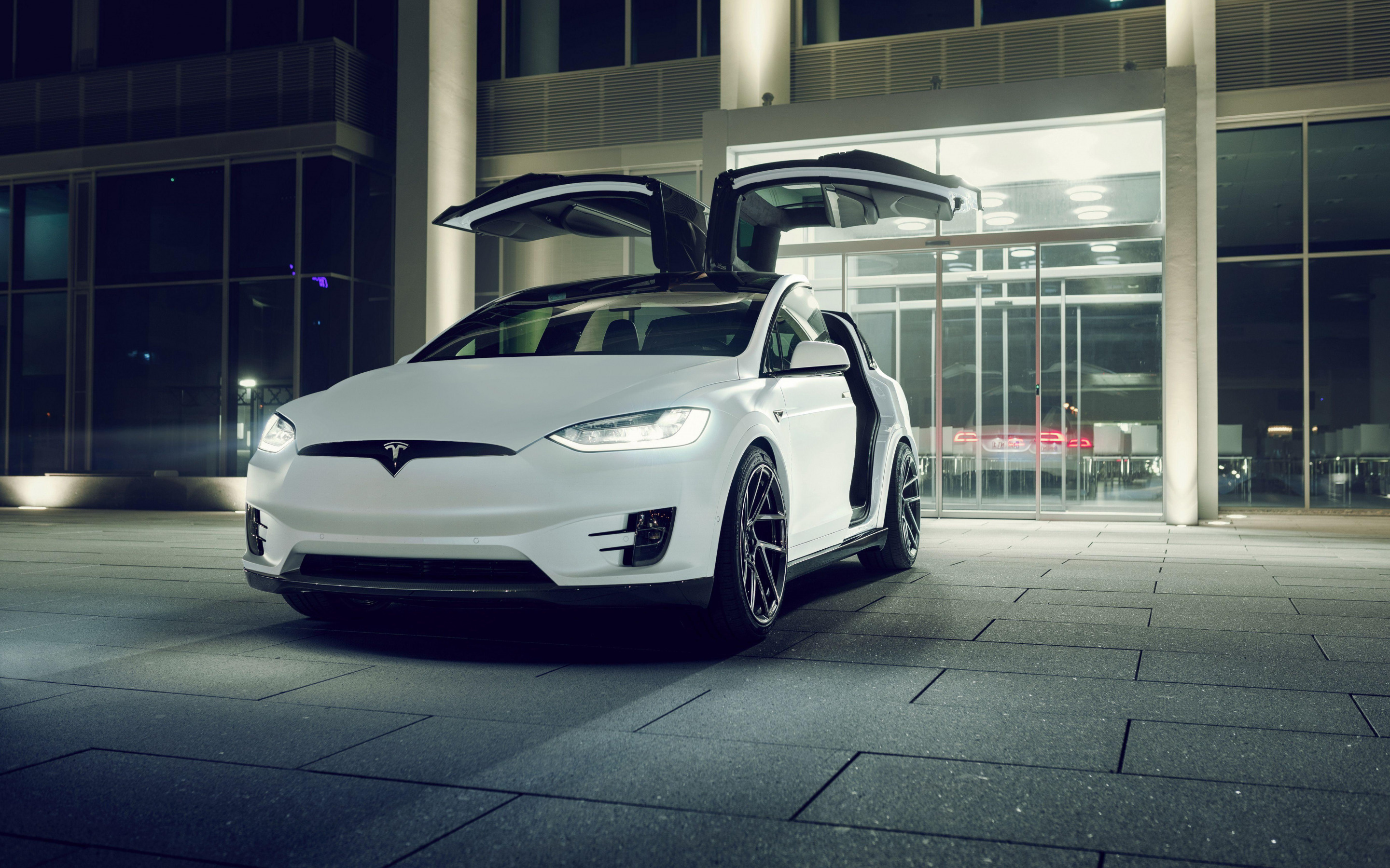 Tesla Model X, Novitec customization, White crossover, Electric power, 2880x1800 HD Desktop