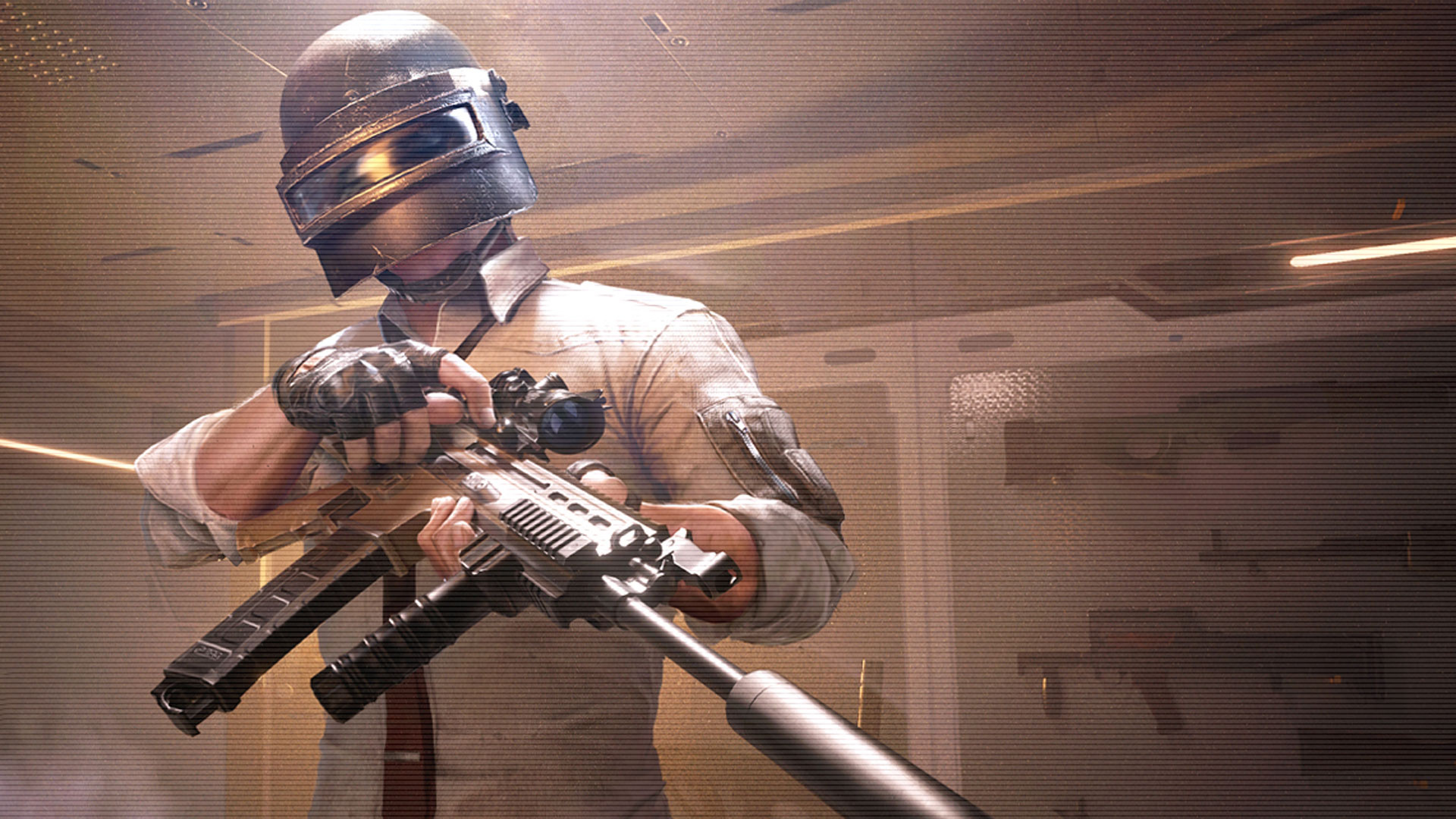 PUBG Lone Survivor, Spetsnaz Level 3 Helmet, customized assault rifle, Full HD Desktop wallpaper