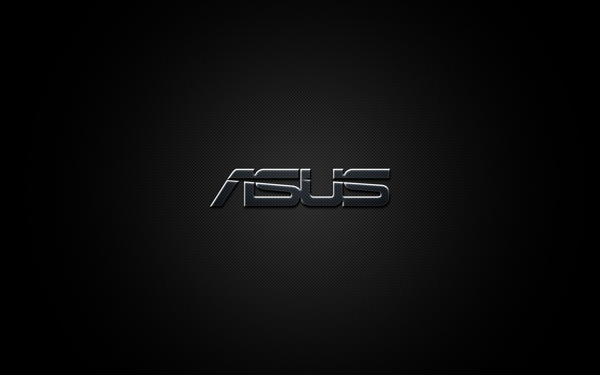 ASUS logo, carbon fiber texture, metallic chrome lettering, HD Desktop wallpaper