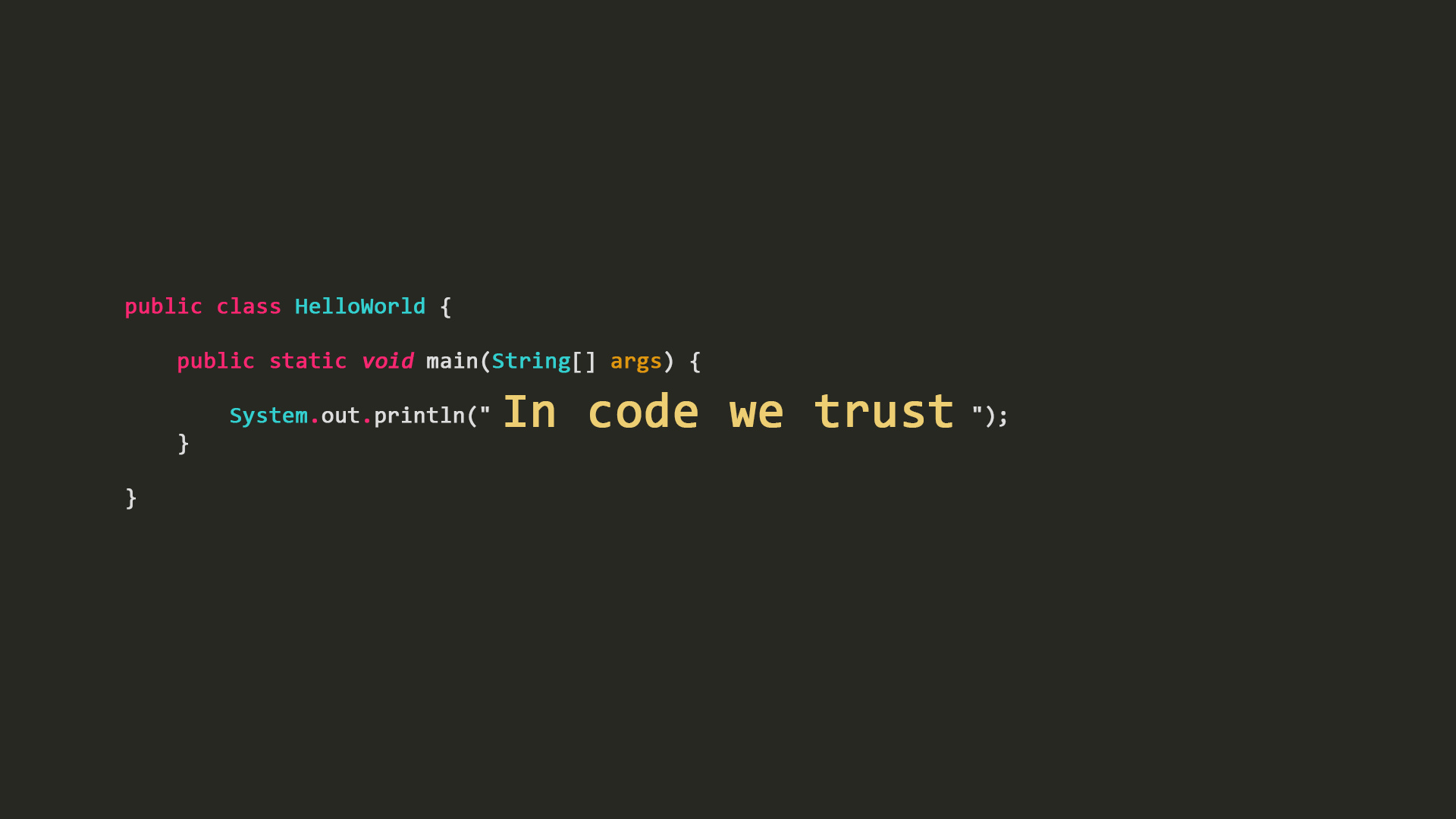 "In code we trust" text, Java source code, syntax highlighted text, Full HD Desktop wallpaper