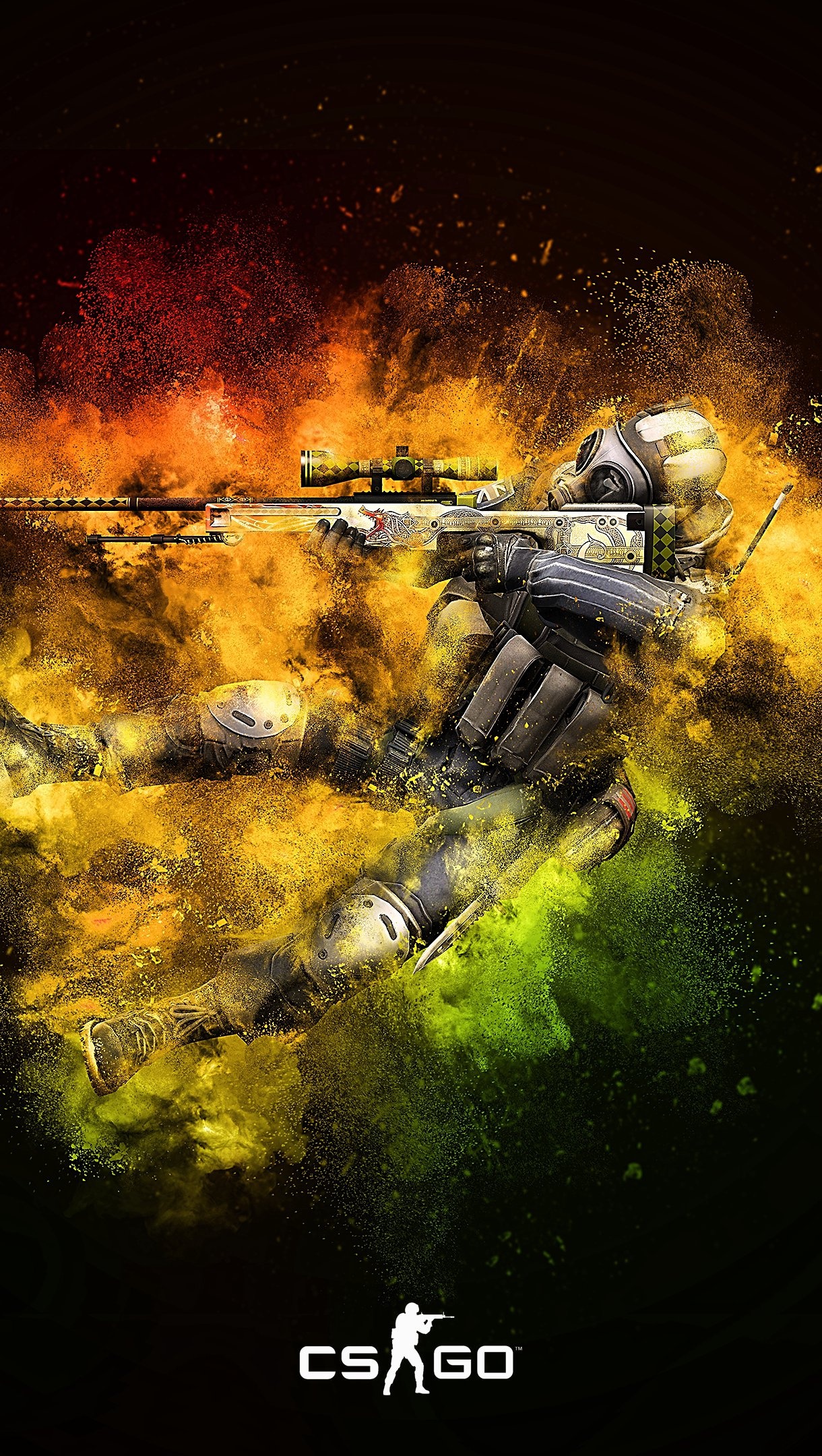 AWP Dragon Lore, SAS Counter-Terrorist operative, CS GO logo, HD Phone wallpaper