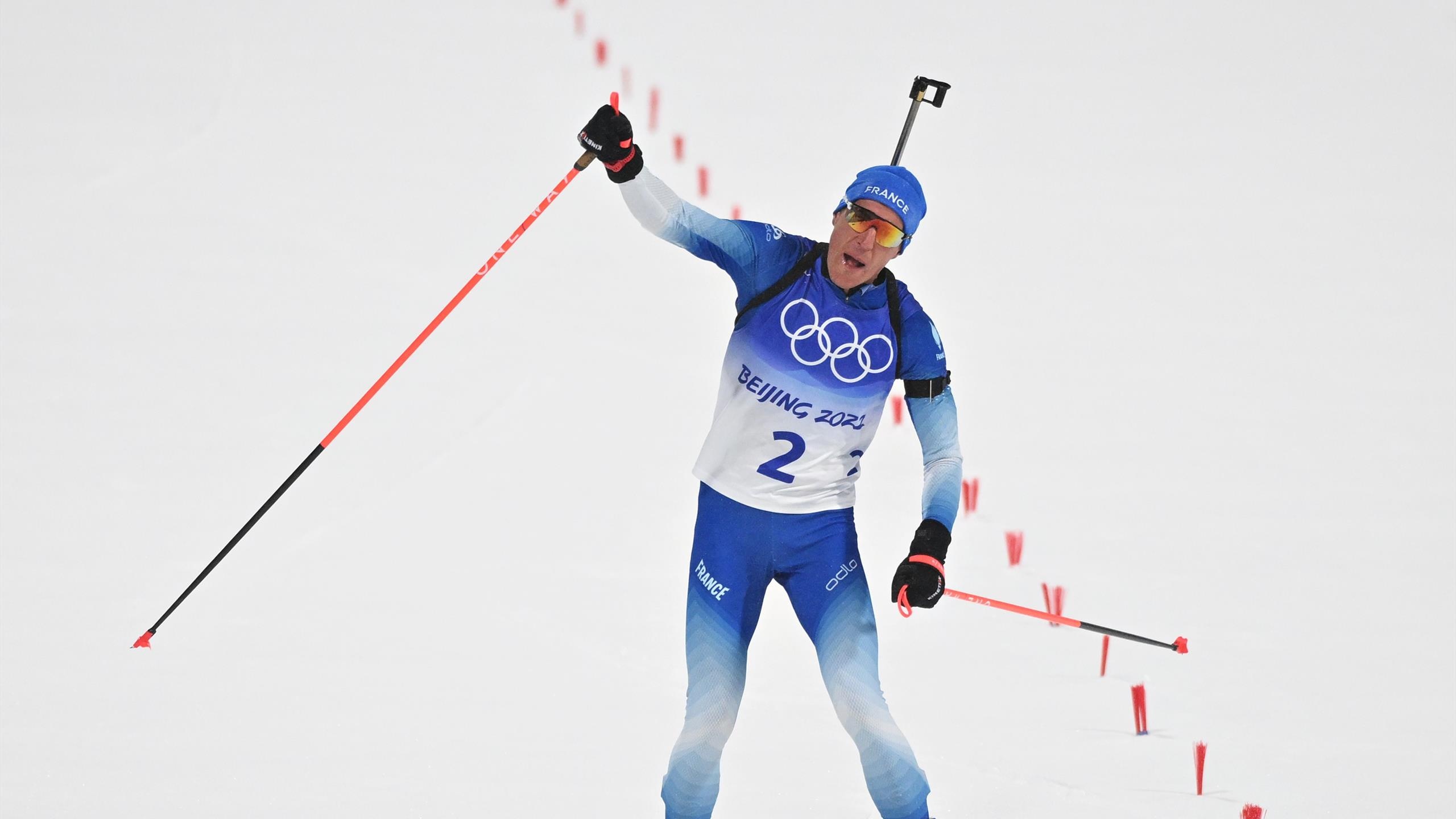 Quentin Fillon Maillet, Biathlon gold, Olympic glory, Roman Rees impressive, 2560x1440 HD Desktop