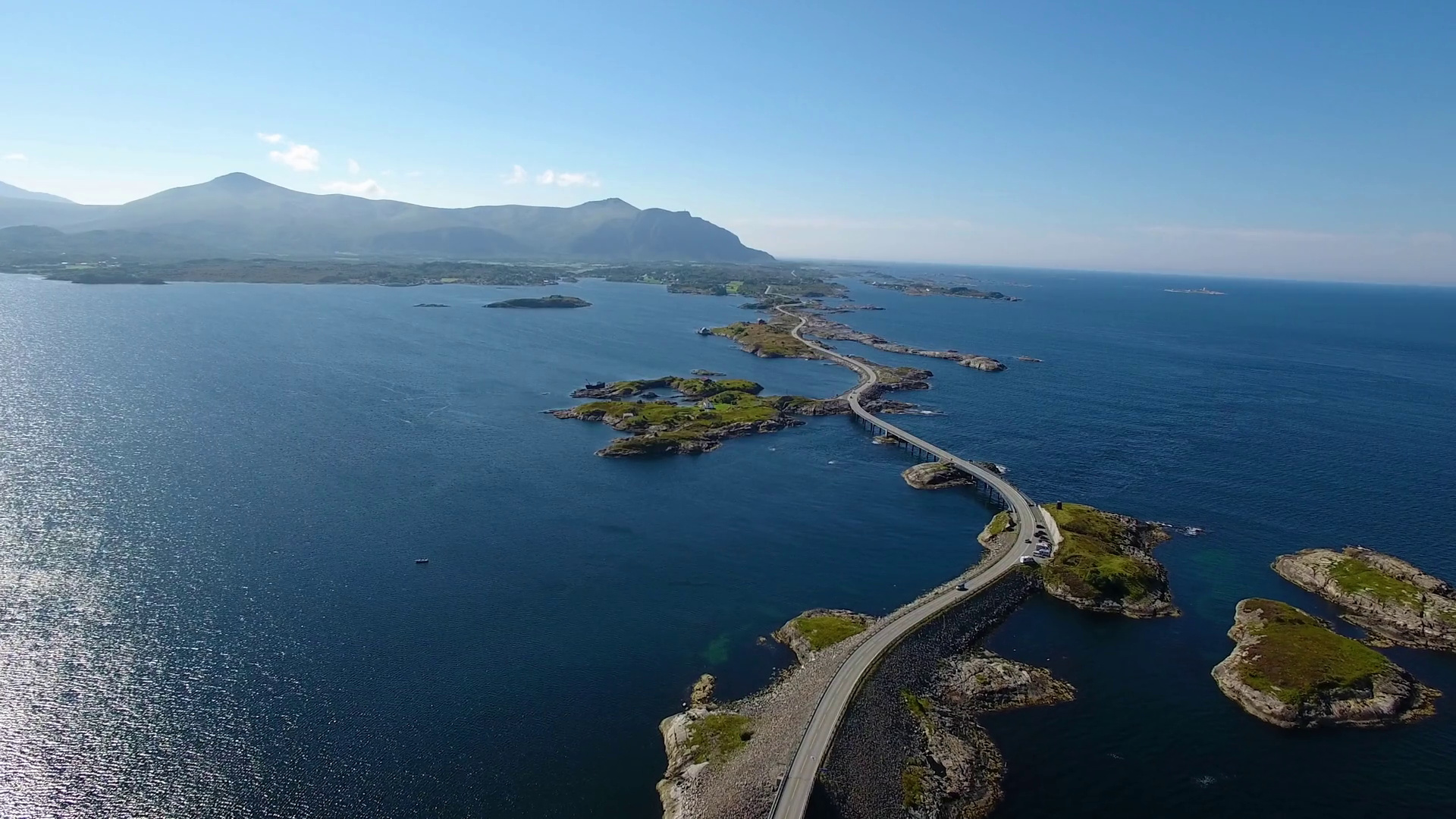 Atlantic Ocean, Atlantic Ocean Road, Norway, Aerial, 1920x1080 Full HD Desktop