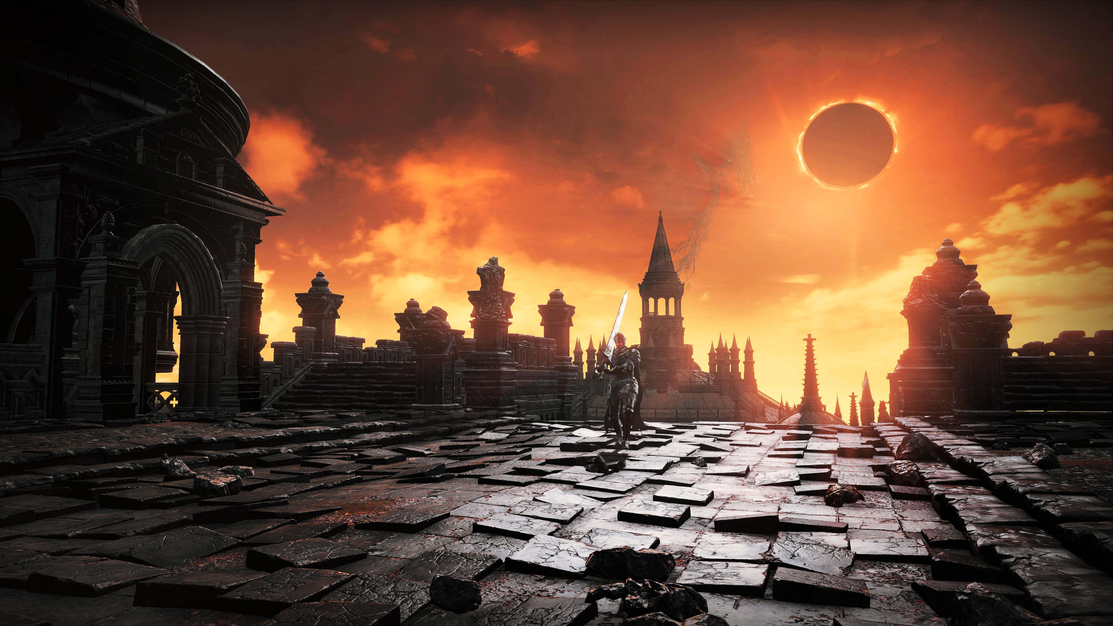 Ashen One, Lothric Castle, Darksign eclipse, 4K Desktop wallpaper