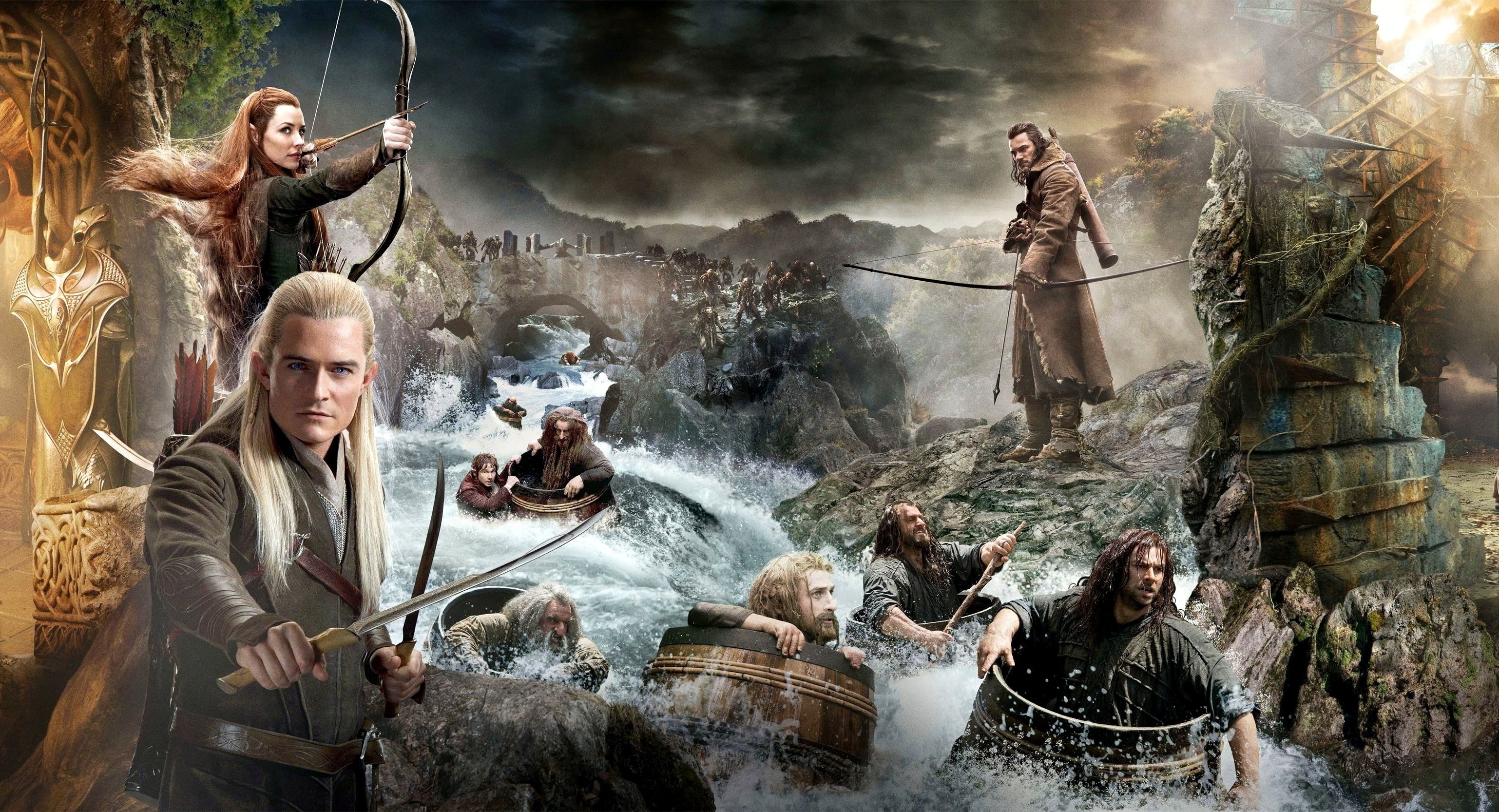 Hobbit, Lord of the Rings, Fantasy warrior, Collage poster, 3080x1670 HD Desktop