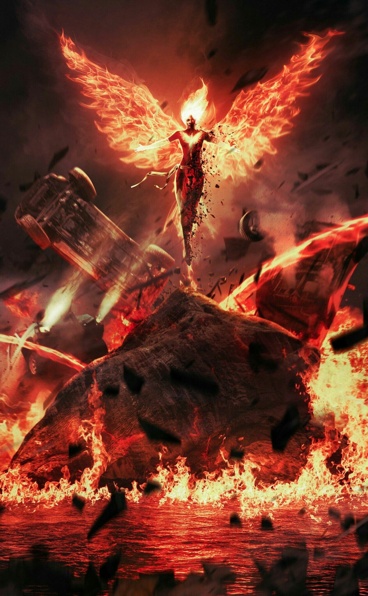 Phoenix, BossLogic artwork, Dark fantasy, Marvel comics, 1270x2050 HD Phone