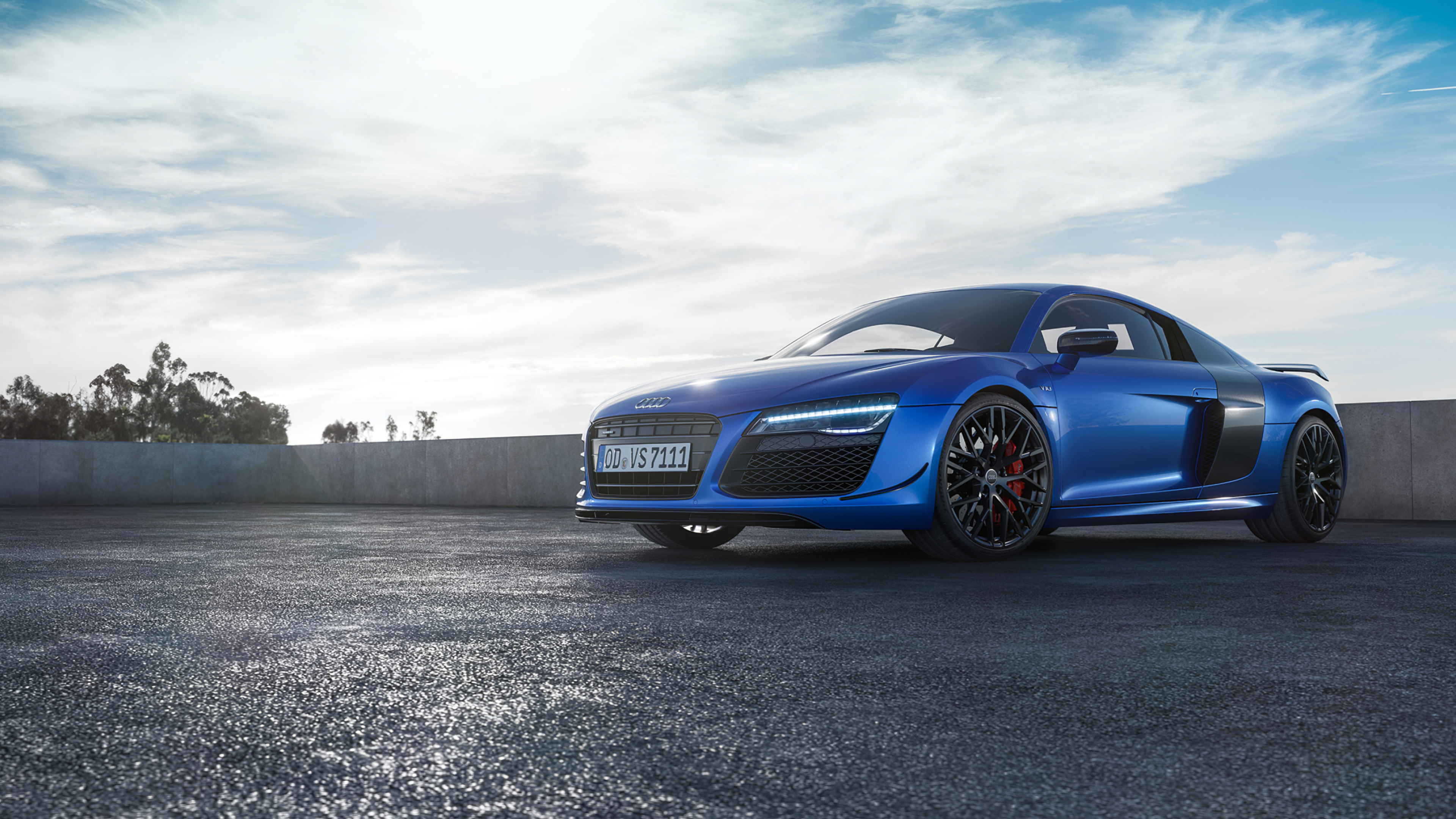 Audi R8 LMX, OD VS 7111 license plate, wet asphalt pavement, 4K Desktop wallpaper