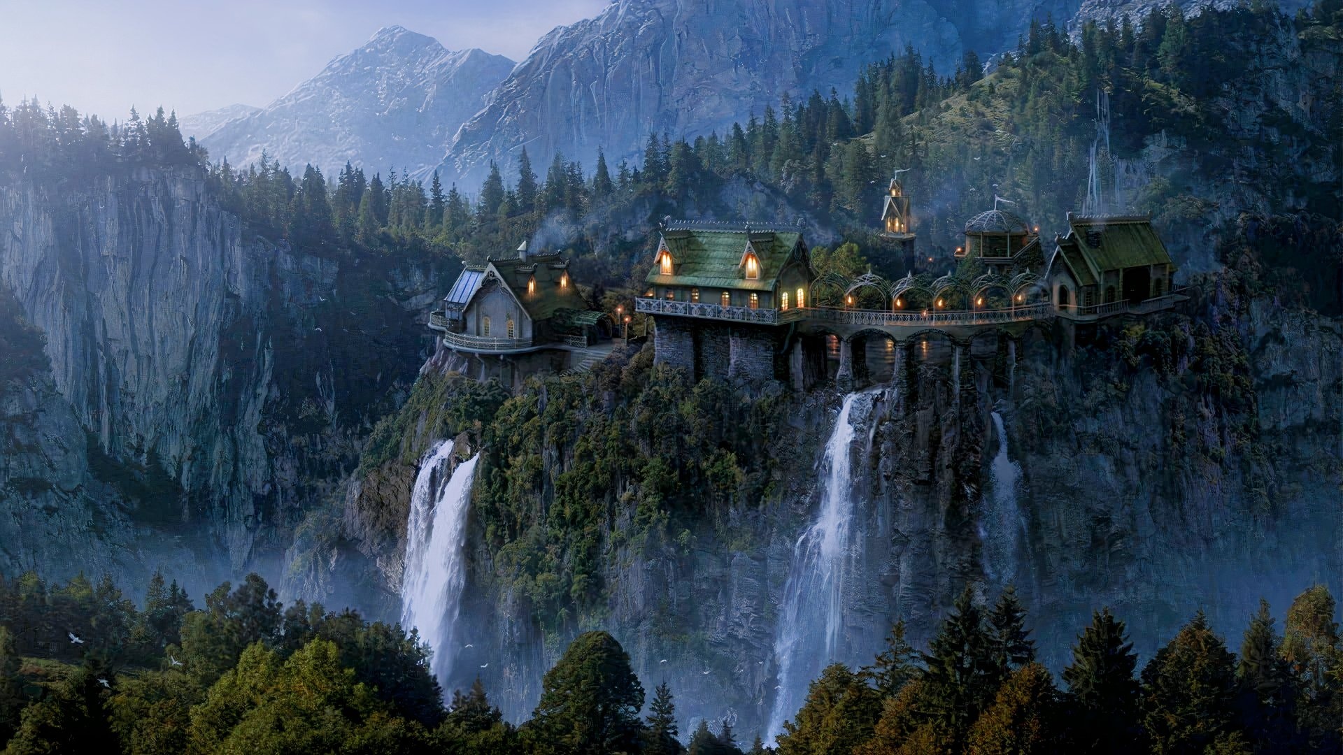 Rivendell, 4K wallpaper, Stunning landscapes, Magical realm, 1920x1080 Full HD Desktop