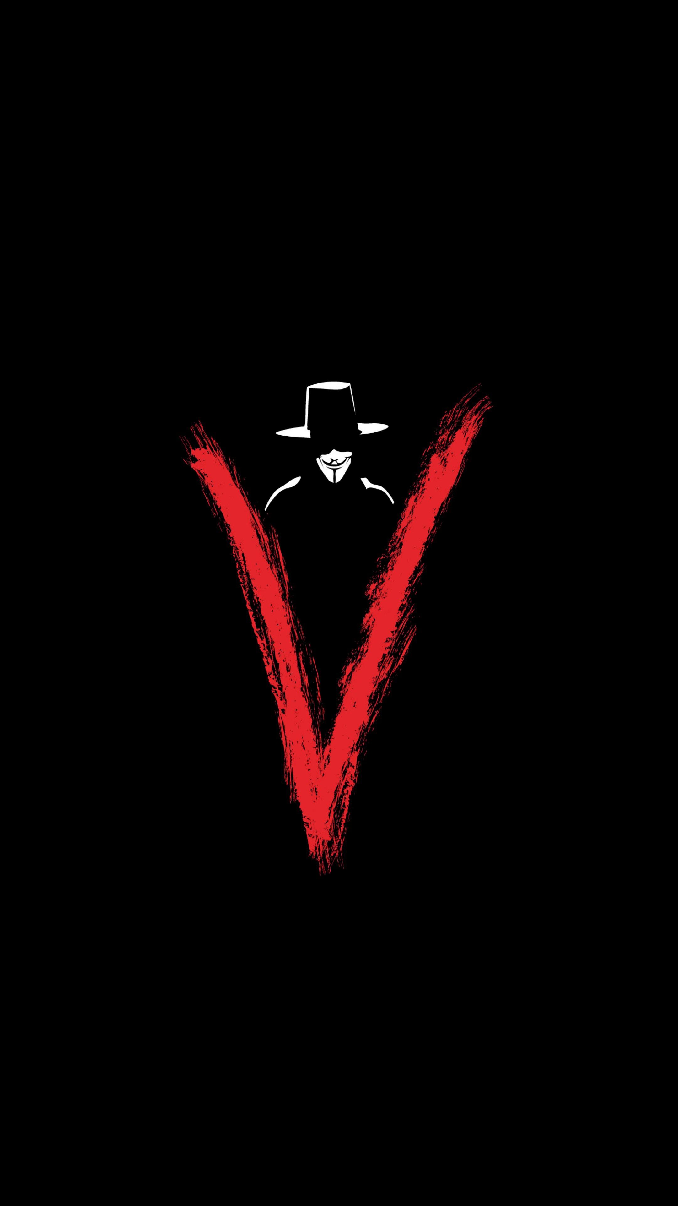 V for Vendetta, Intense red lighting, Mysterious figure, Political thriller, 2160x3840 4K Phone